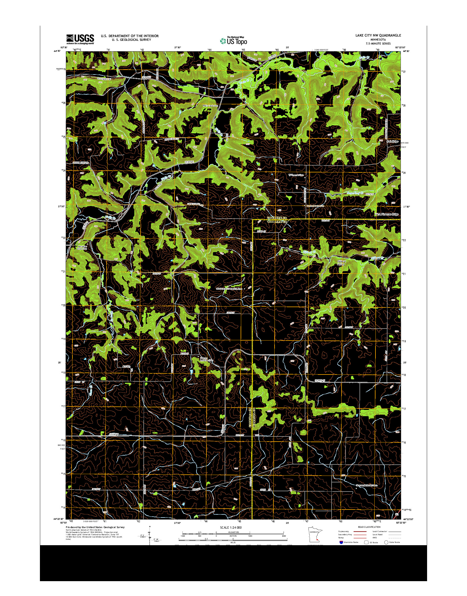 USGS US TOPO 7.5-MINUTE MAP FOR LAKE CITY NW, MN 2013