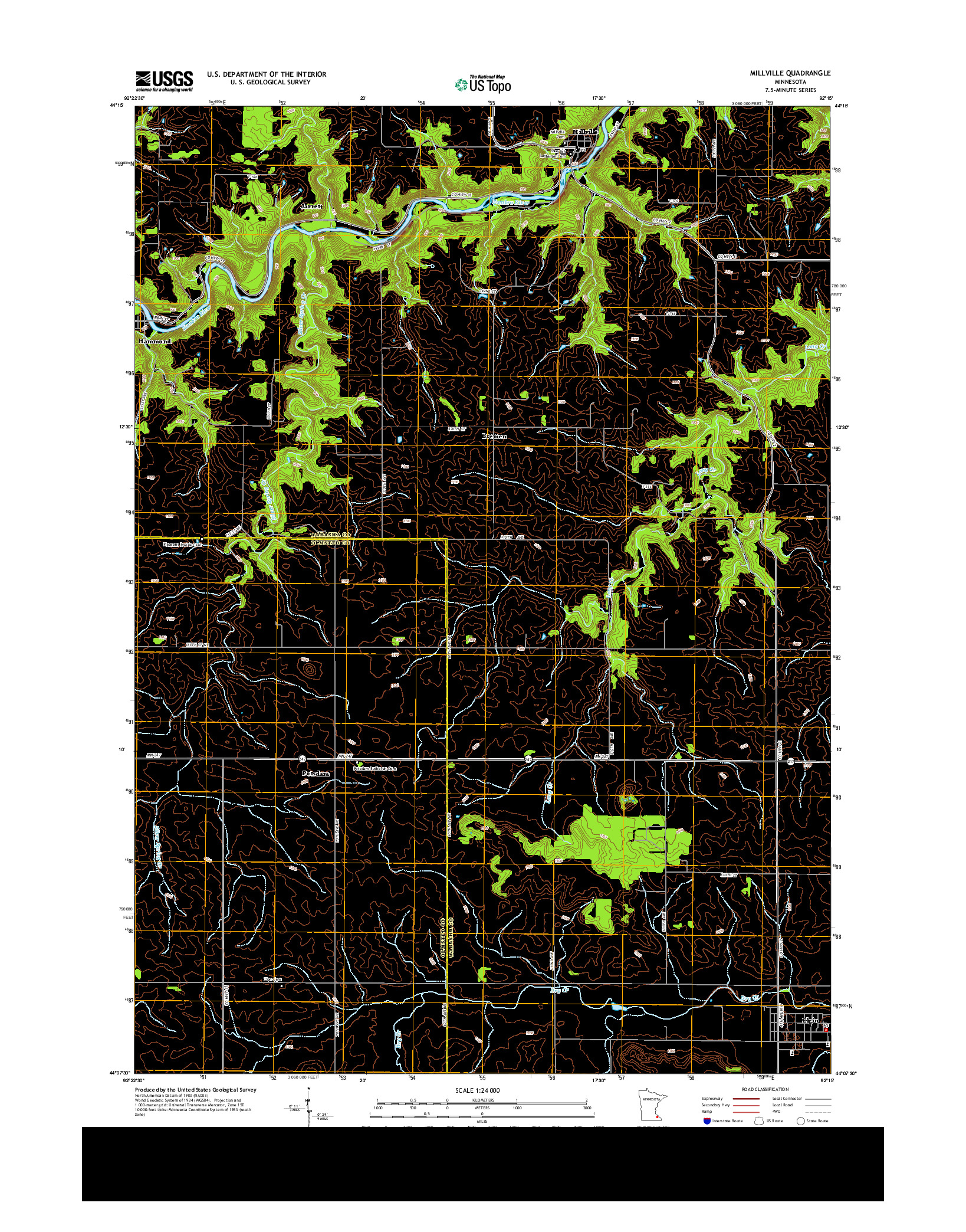 USGS US TOPO 7.5-MINUTE MAP FOR MILLVILLE, MN 2013