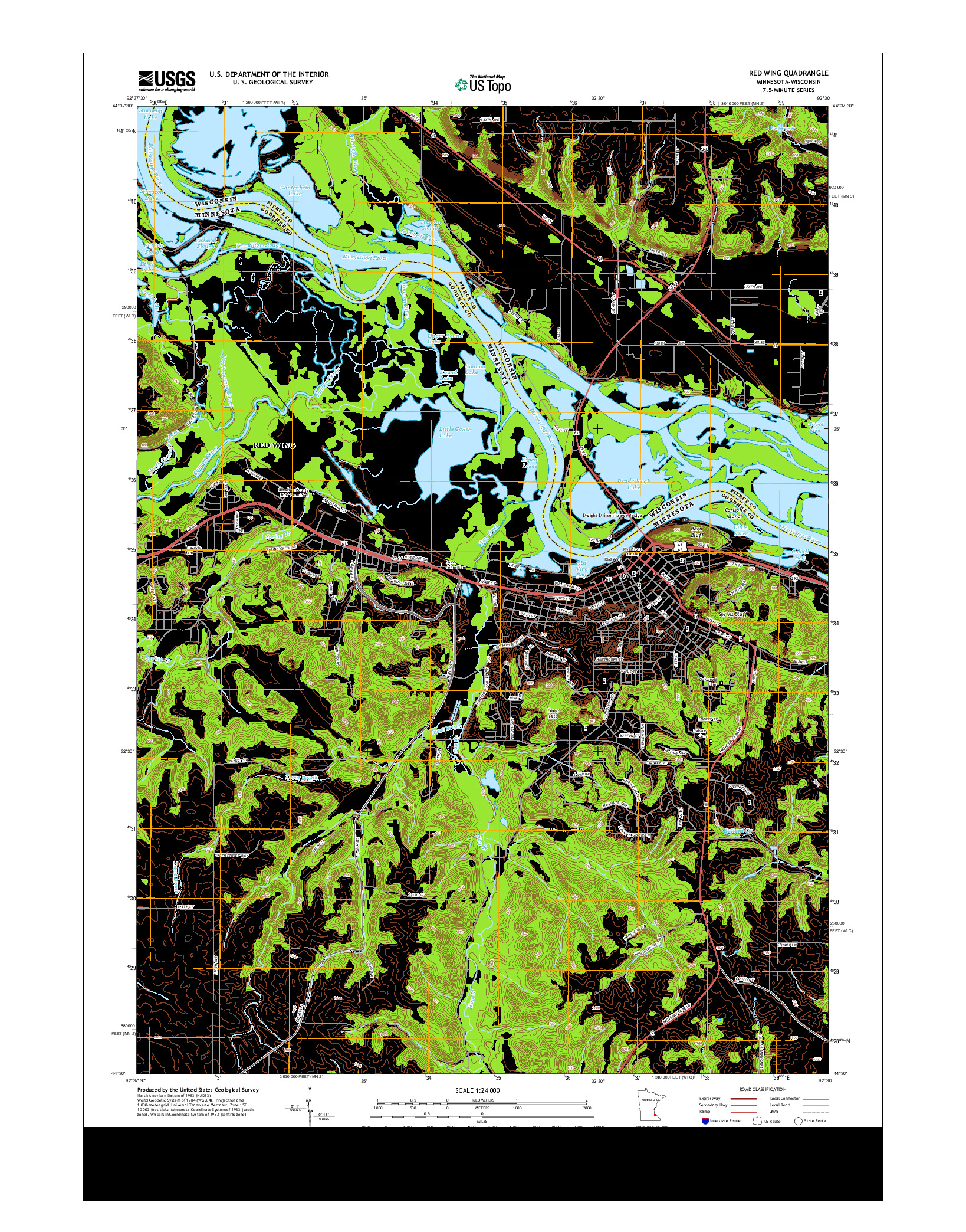 USGS US TOPO 7.5-MINUTE MAP FOR RED WING, MN-WI 2013