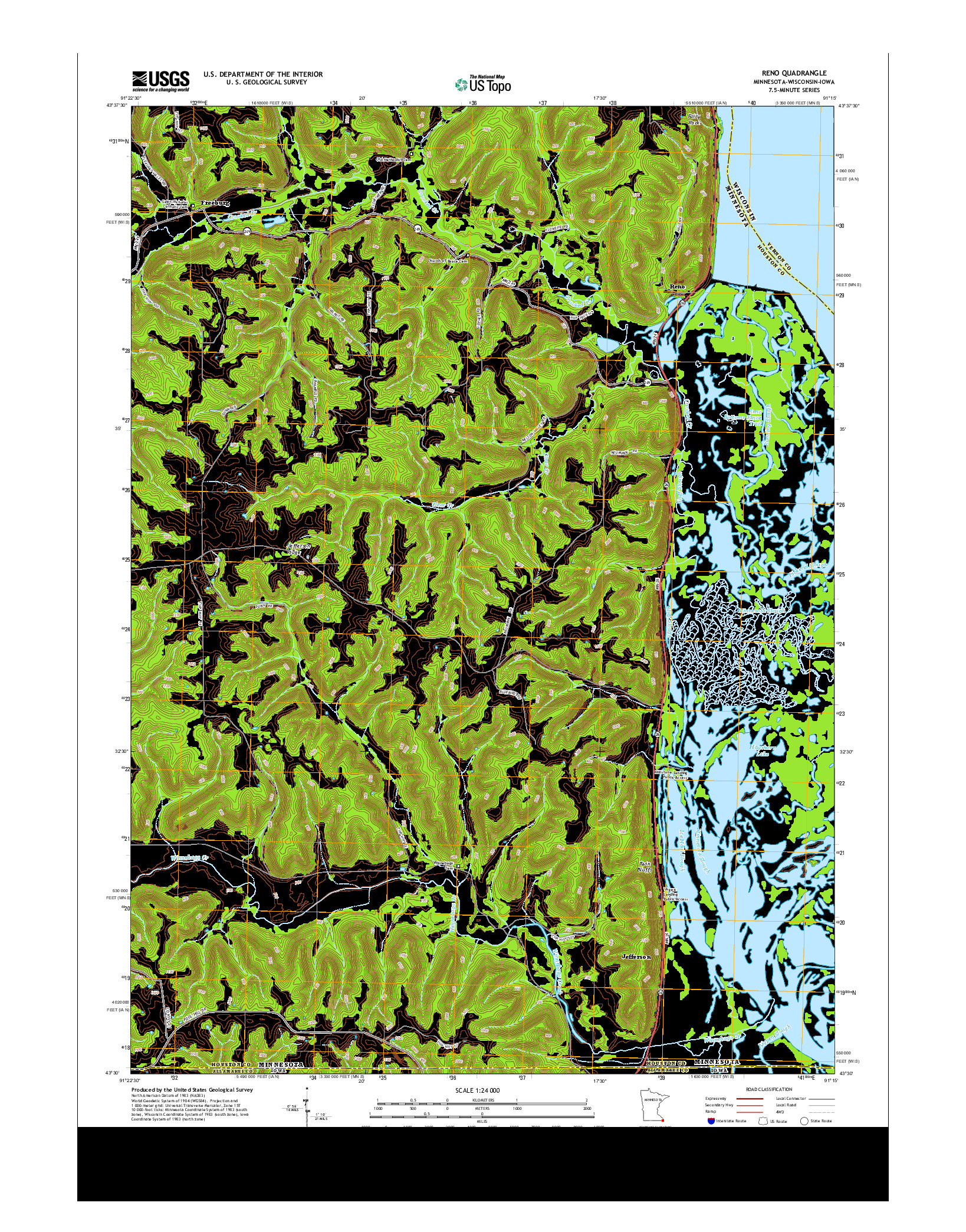 USGS US TOPO 7.5-MINUTE MAP FOR RENO, MN-WI-IA 2013