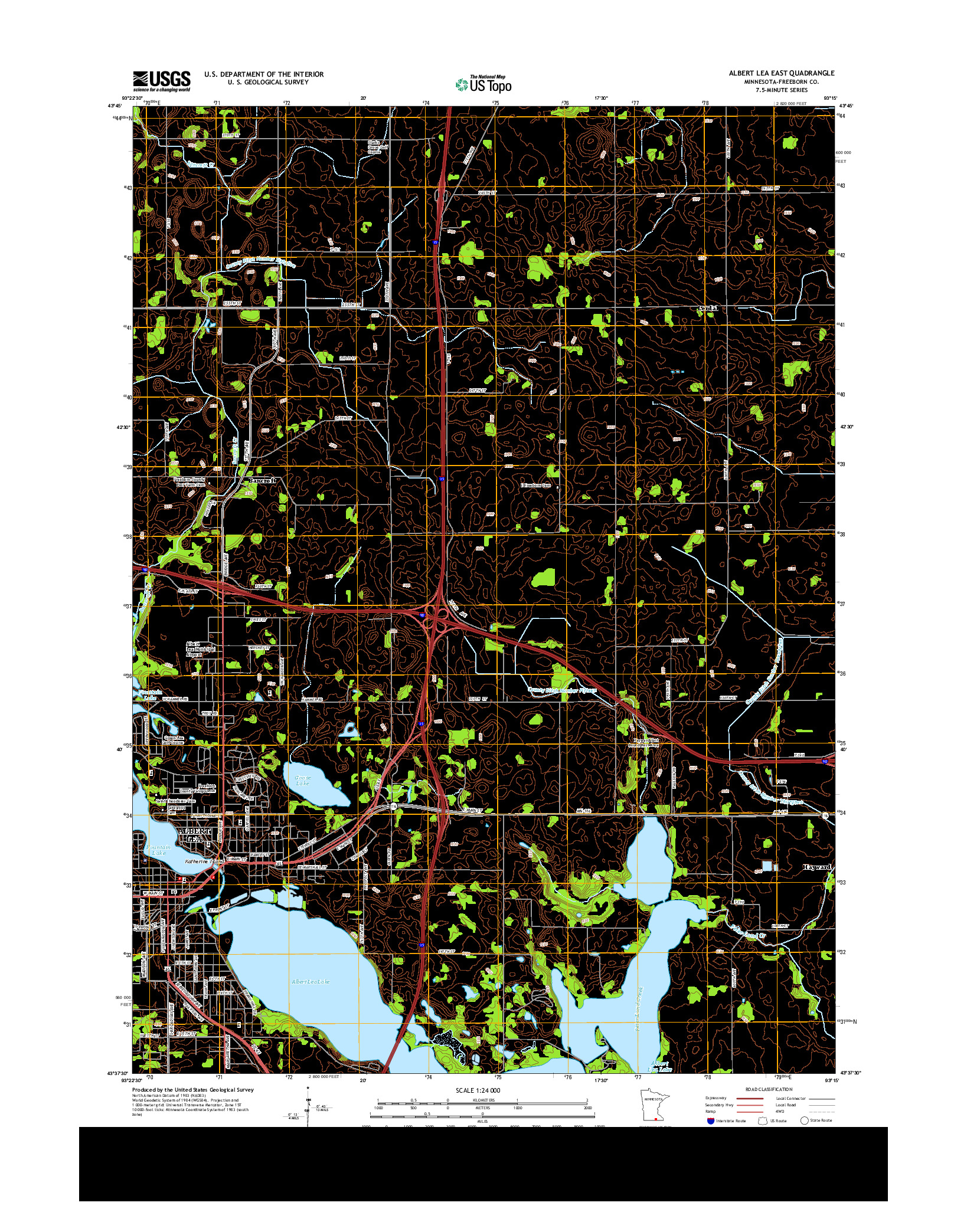 USGS US TOPO 7.5-MINUTE MAP FOR ALBERT LEA EAST, MN 2013