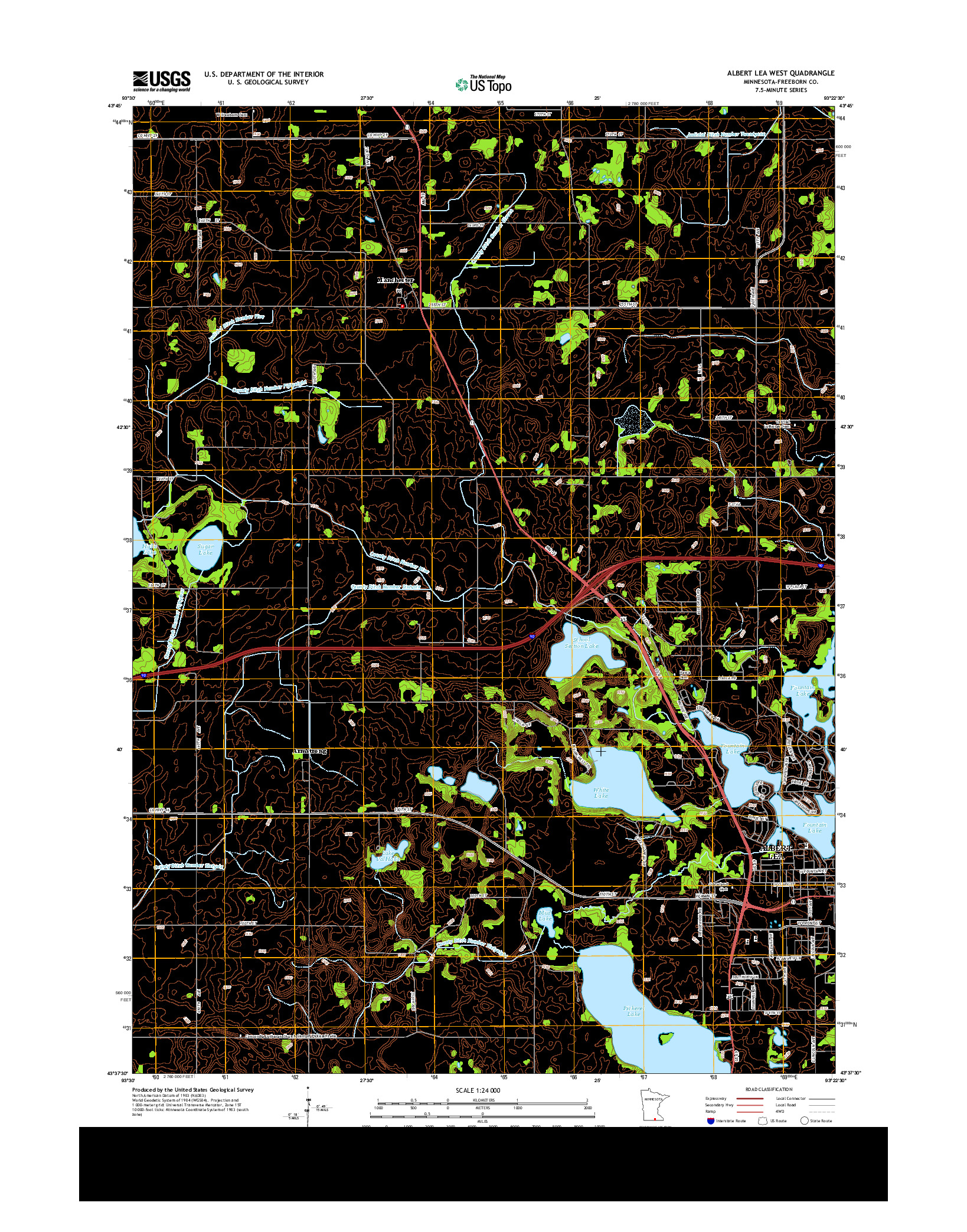 USGS US TOPO 7.5-MINUTE MAP FOR ALBERT LEA WEST, MN 2013