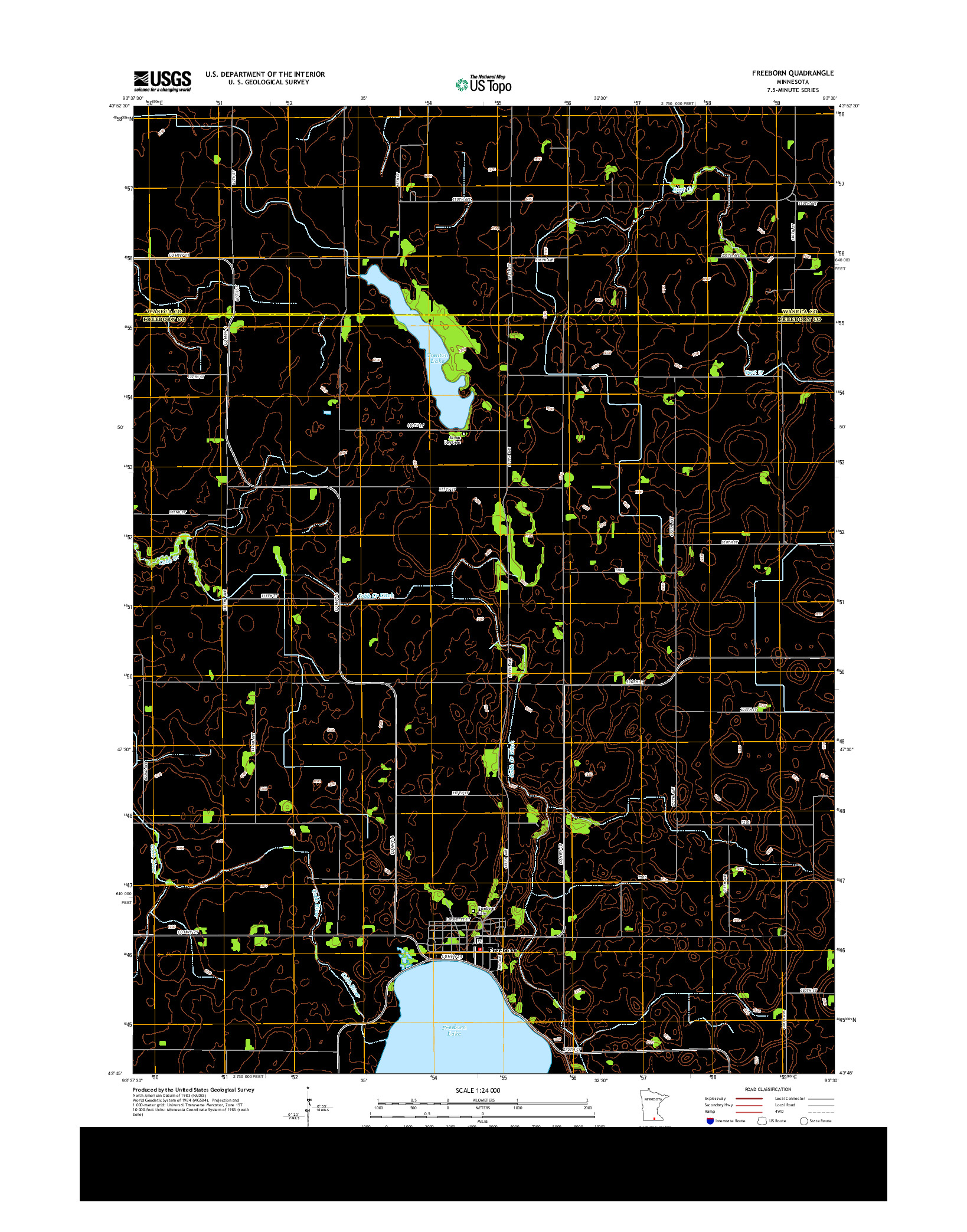 USGS US TOPO 7.5-MINUTE MAP FOR FREEBORN, MN 2013