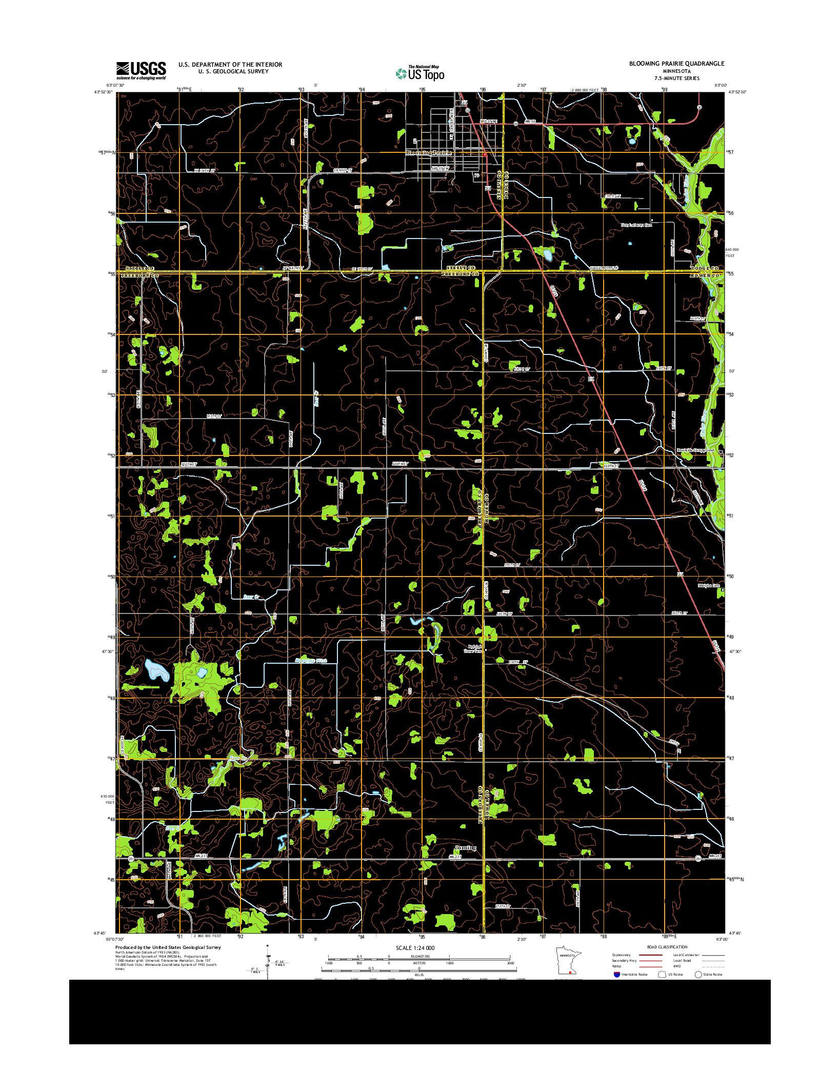 USGS US TOPO 7.5-MINUTE MAP FOR BLOOMING PRAIRIE, MN 2013