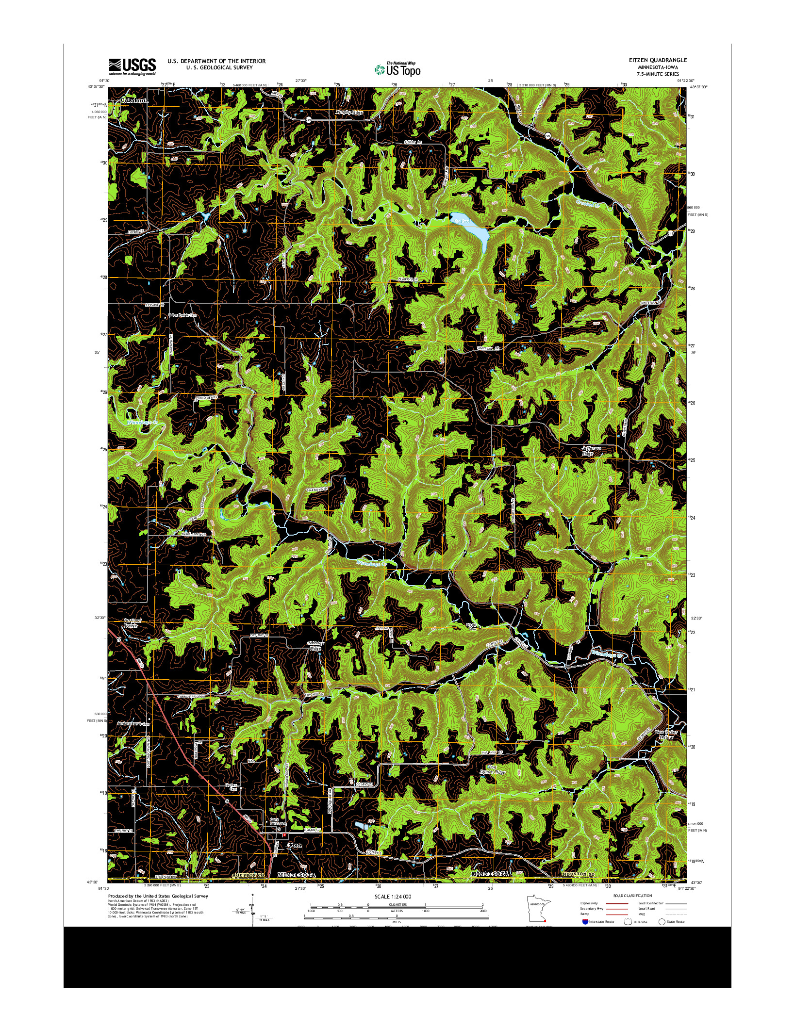USGS US TOPO 7.5-MINUTE MAP FOR EITZEN, MN-IA 2013