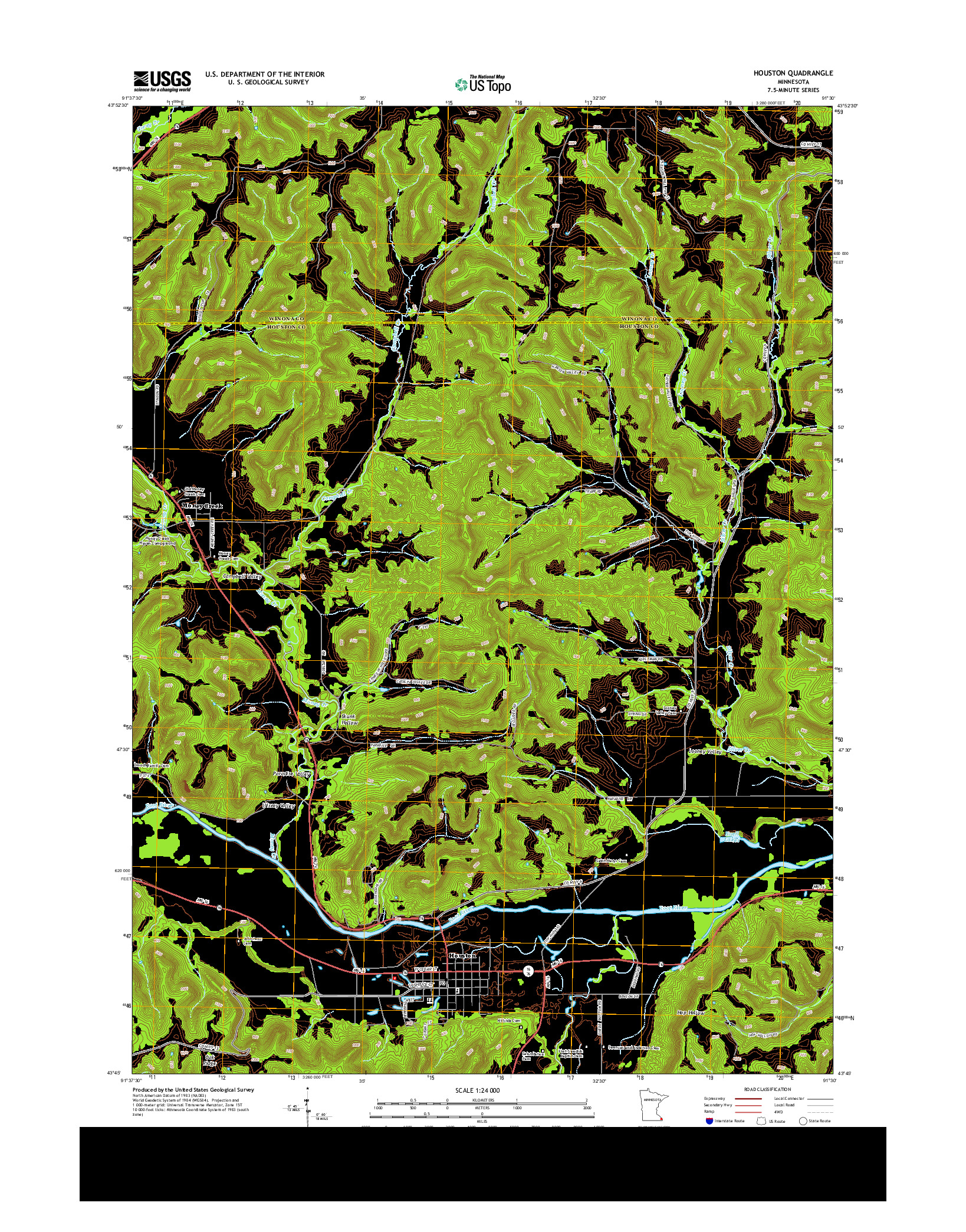 USGS US TOPO 7.5-MINUTE MAP FOR HOUSTON, MN 2013