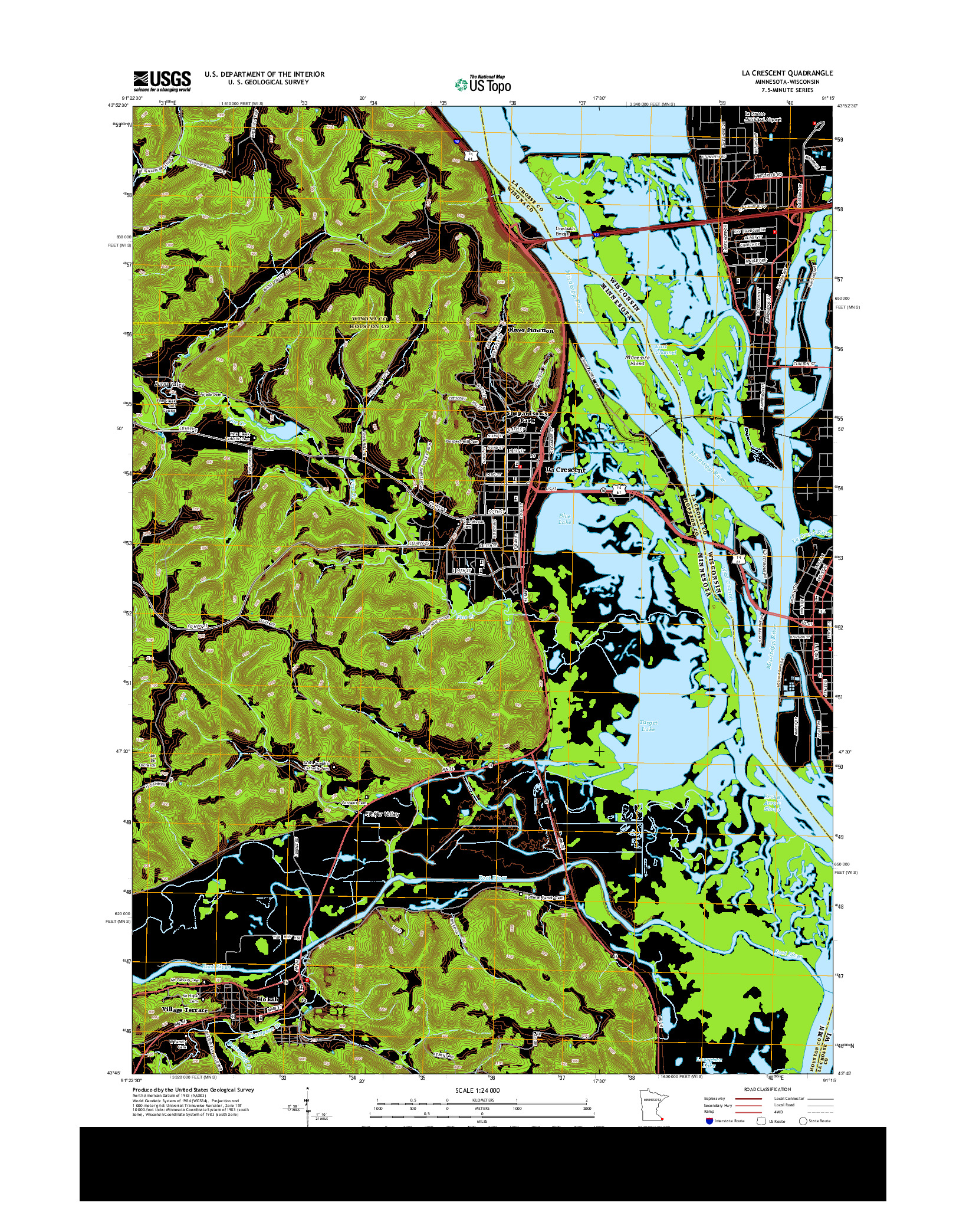 USGS US TOPO 7.5-MINUTE MAP FOR LA CRESCENT, MN-WI 2013