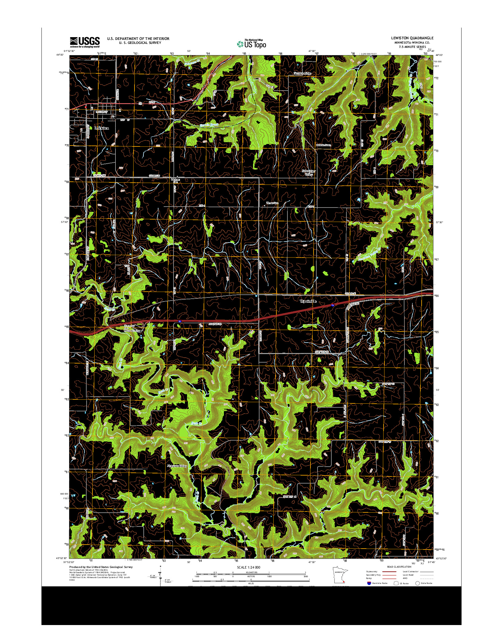 USGS US TOPO 7.5-MINUTE MAP FOR LEWISTON, MN 2013
