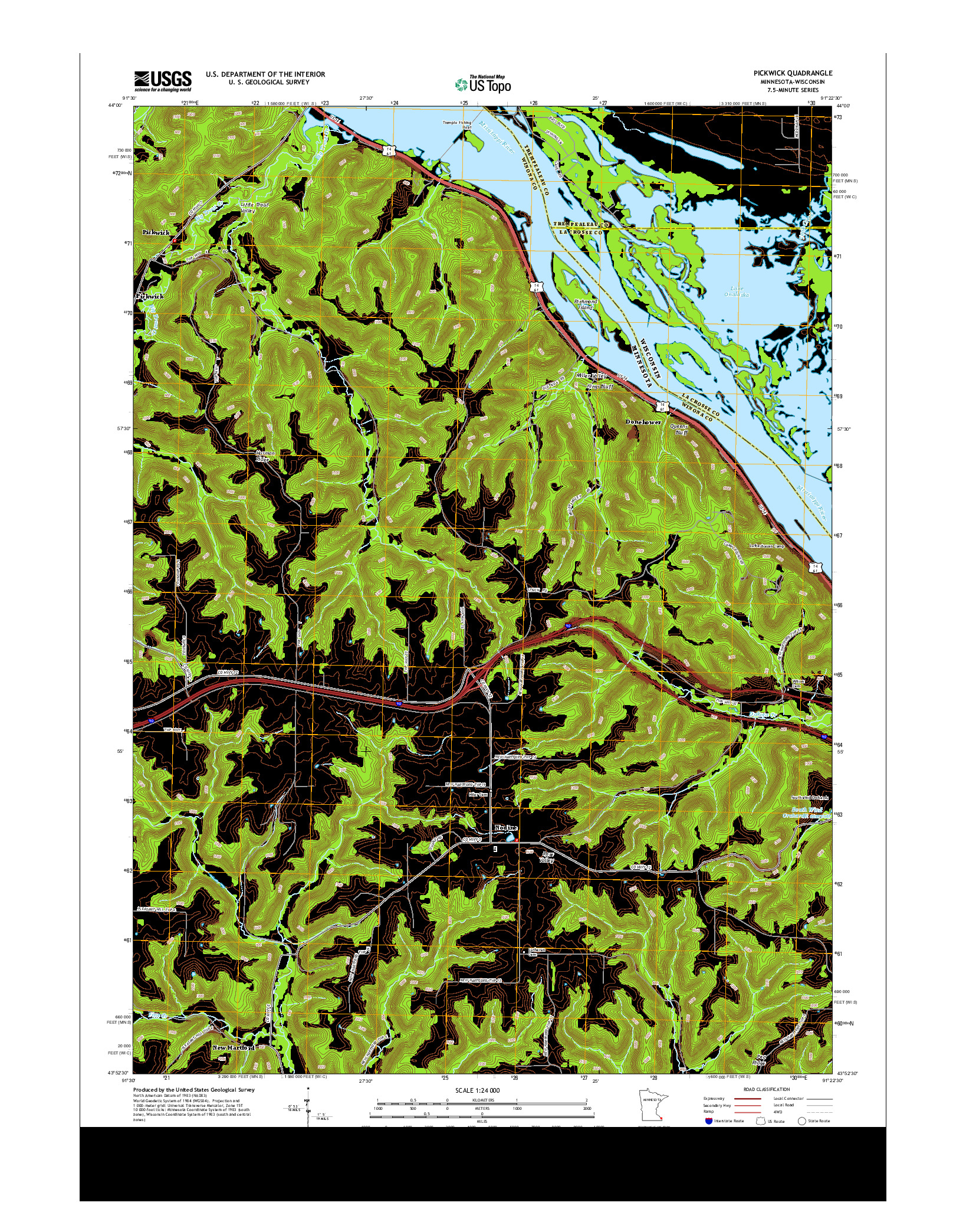 USGS US TOPO 7.5-MINUTE MAP FOR PICKWICK, MN-WI 2013