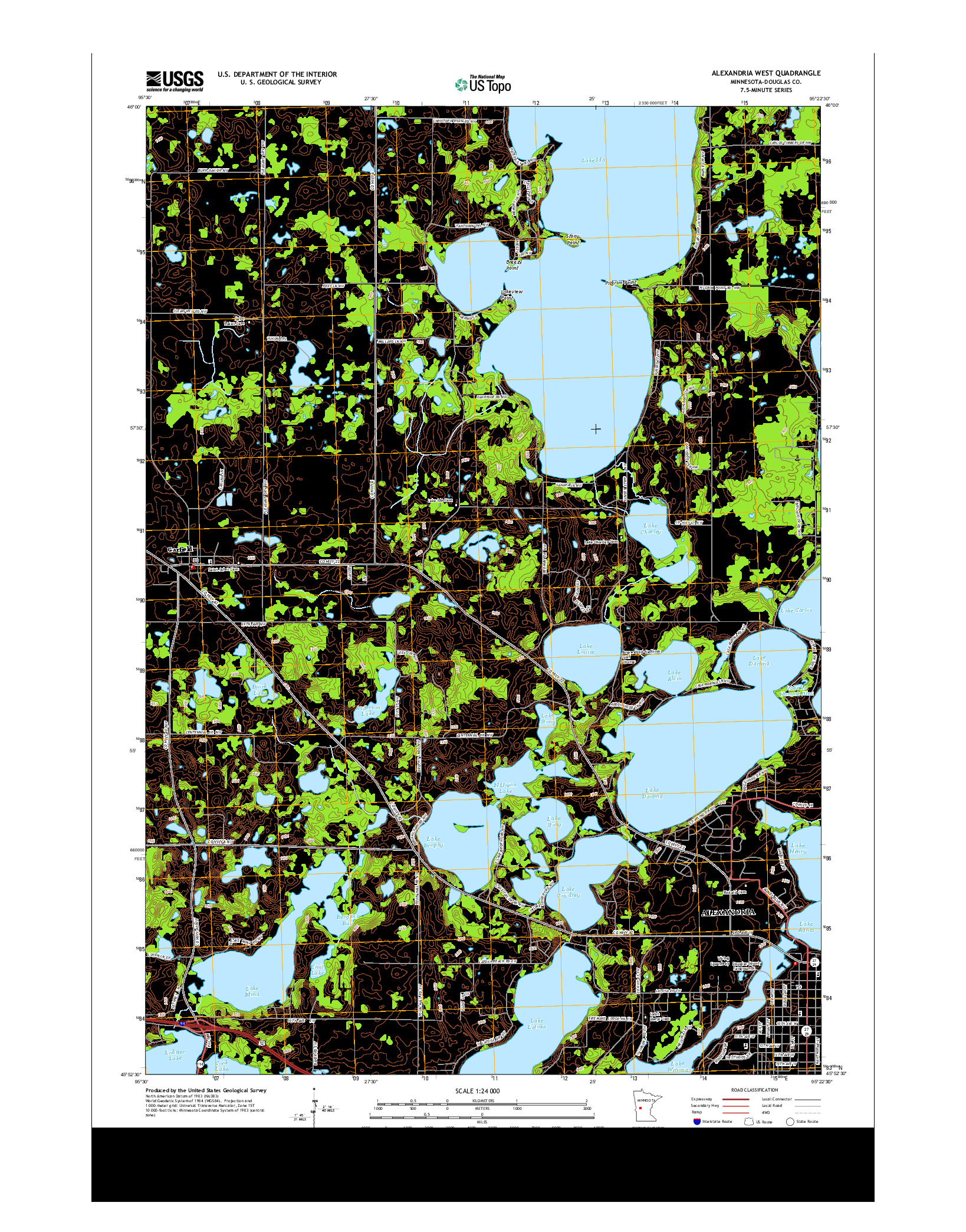 USGS US TOPO 7.5-MINUTE MAP FOR ALEXANDRIA WEST, MN 2013