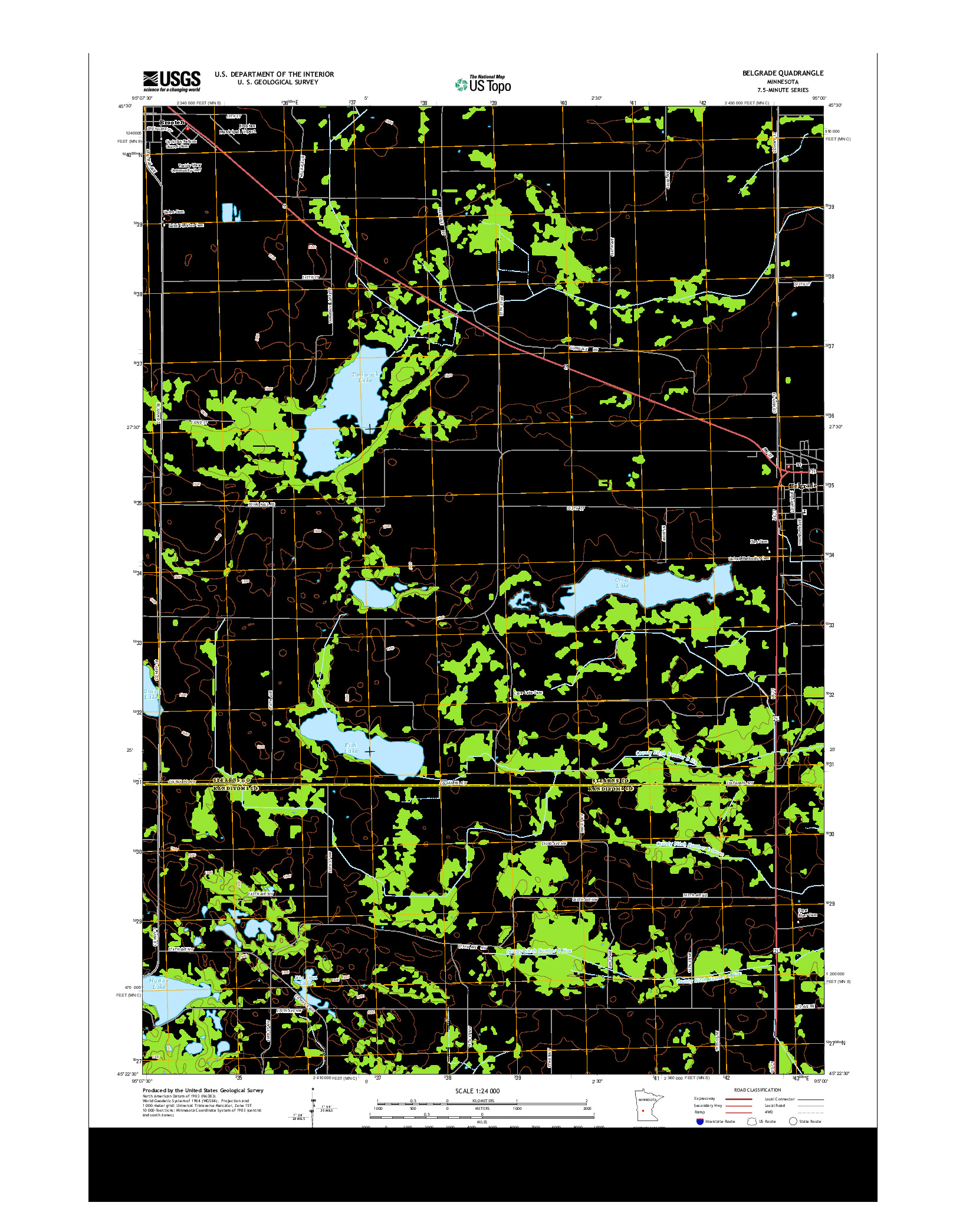 USGS US TOPO 7.5-MINUTE MAP FOR BELGRADE, MN 2013