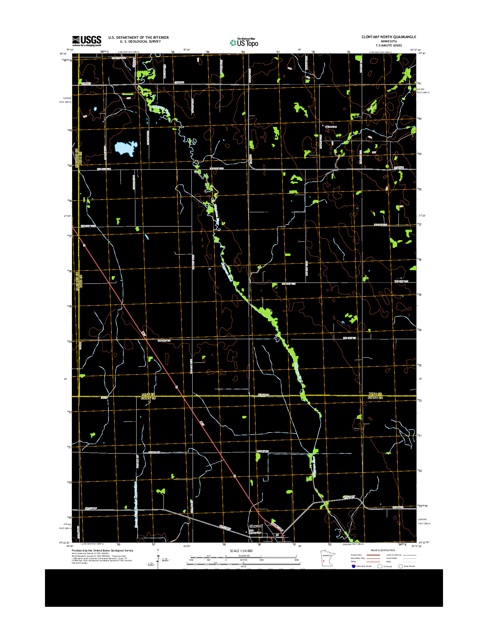 USGS US TOPO 7.5-MINUTE MAP FOR CLONTARF NORTH, MN 2013