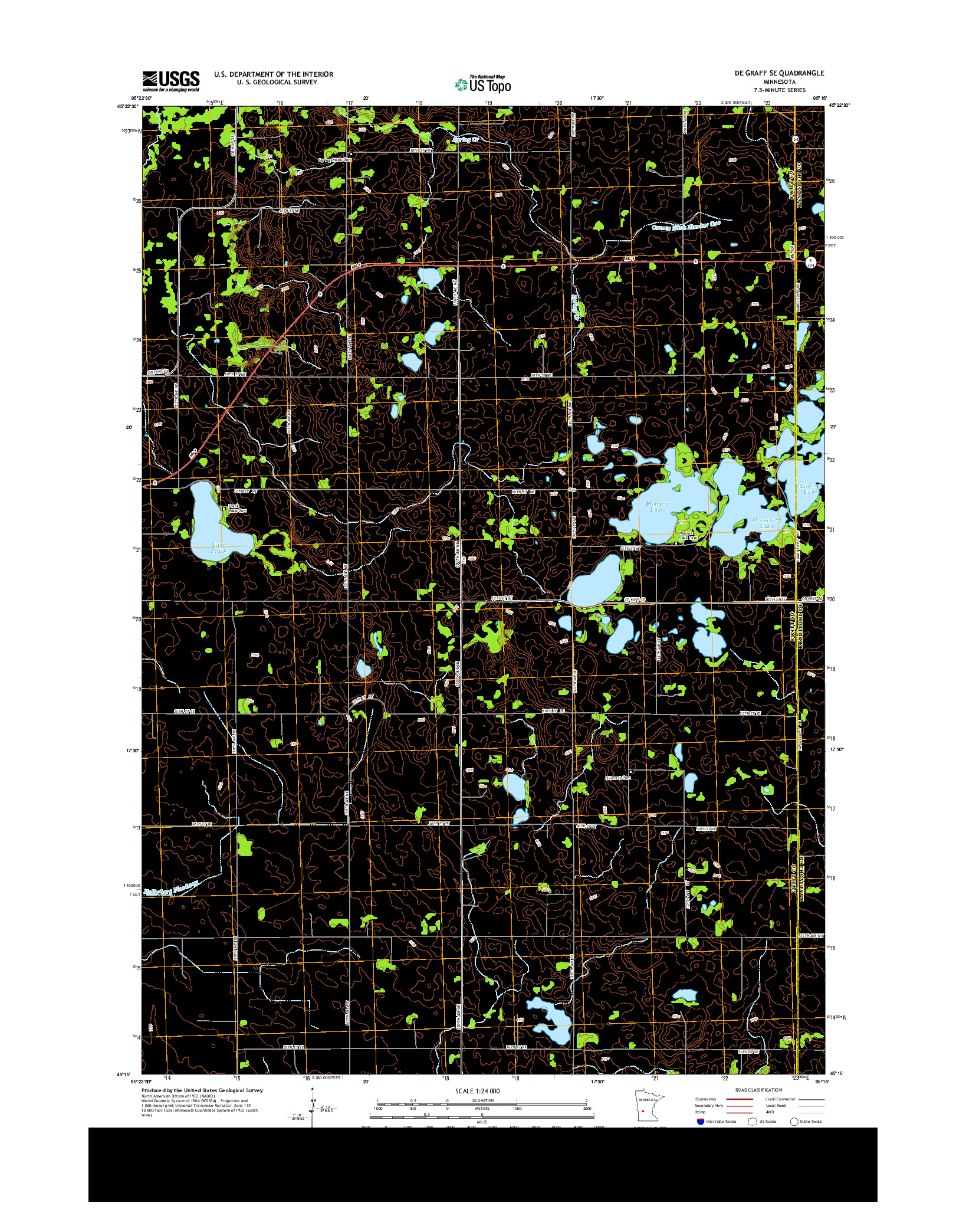 USGS US TOPO 7.5-MINUTE MAP FOR DE GRAFF SE, MN 2013