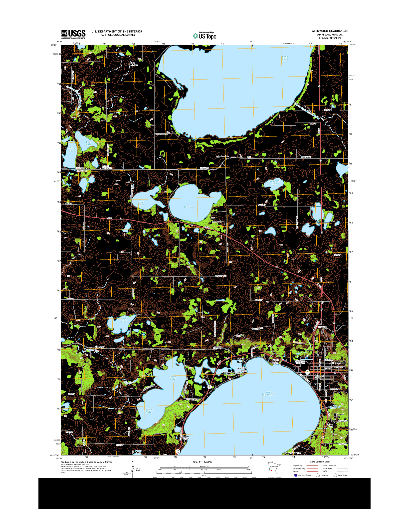 USGS US TOPO 7.5-MINUTE MAP FOR GLENWOOD, MN 2013