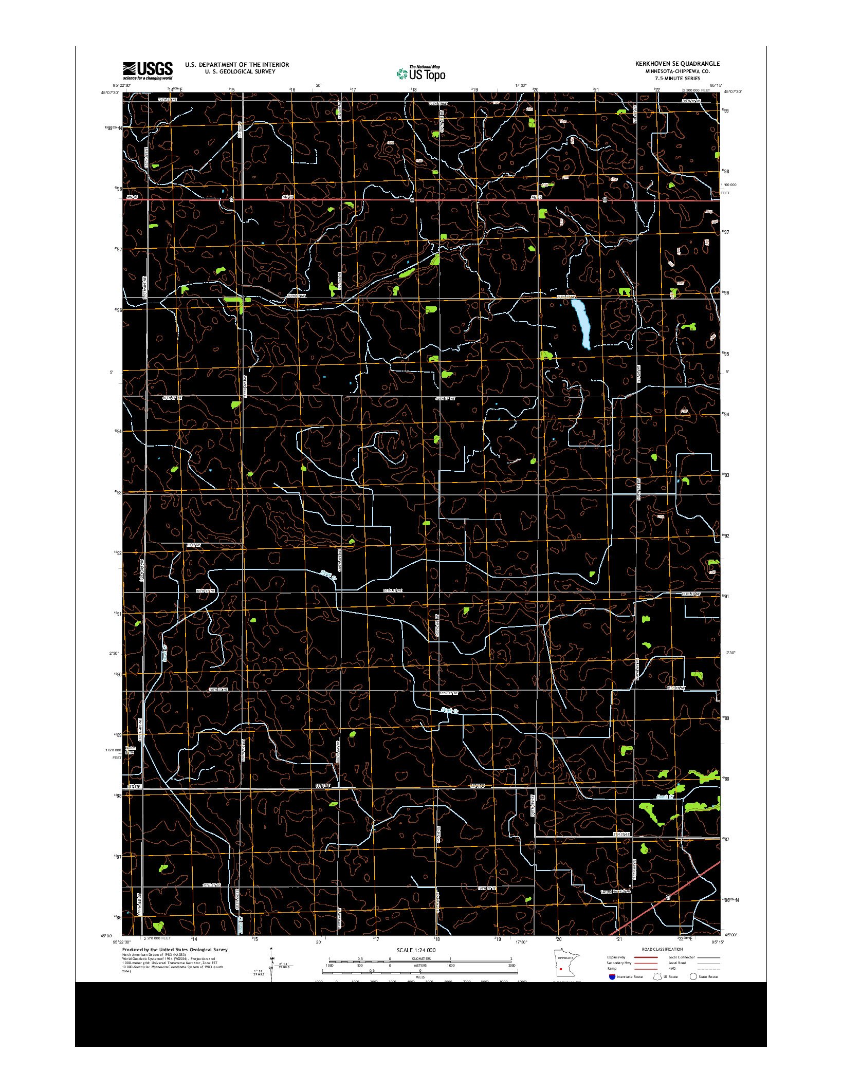 USGS US TOPO 7.5-MINUTE MAP FOR KERKHOVEN SE, MN 2013