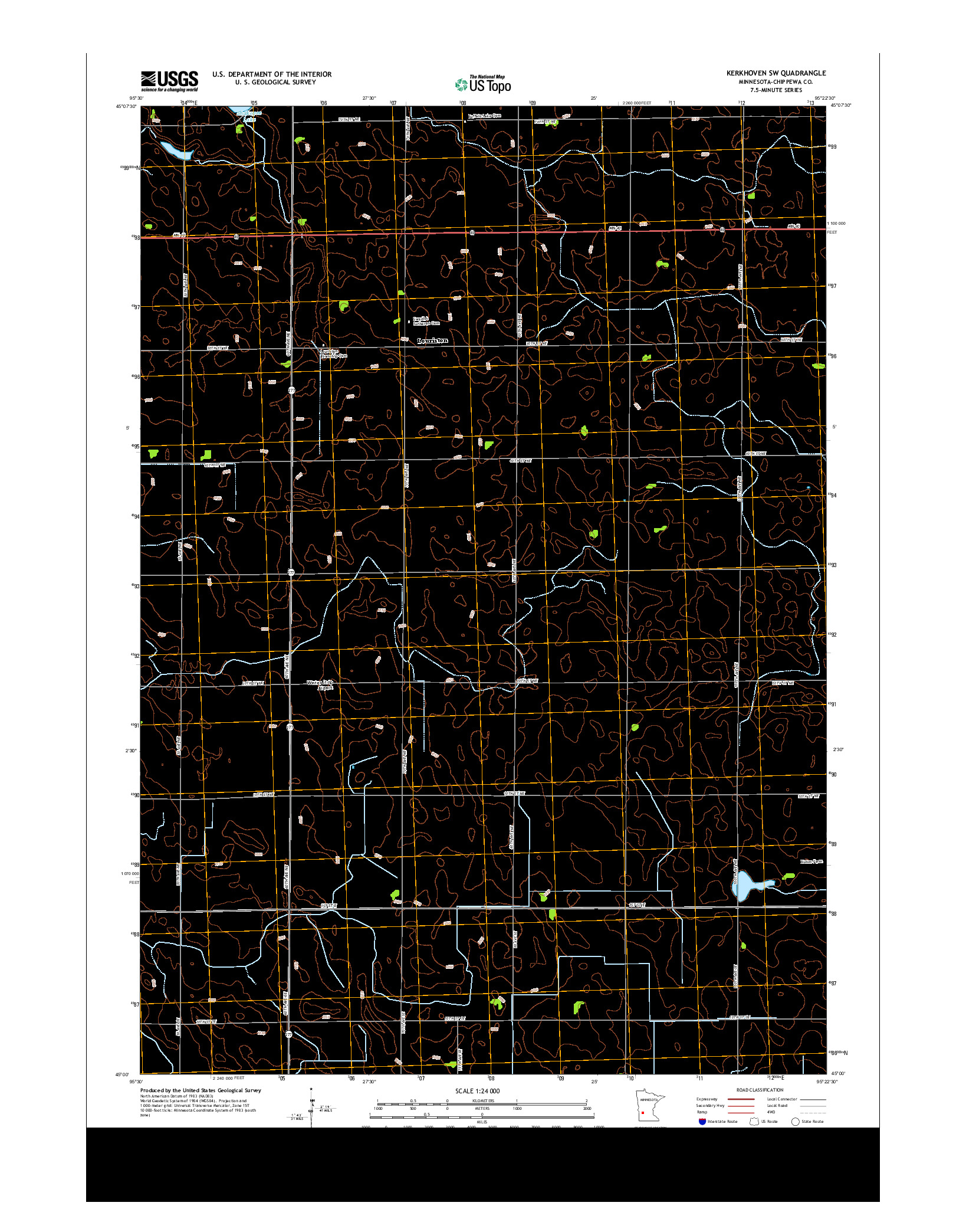 USGS US TOPO 7.5-MINUTE MAP FOR KERKHOVEN SW, MN 2013