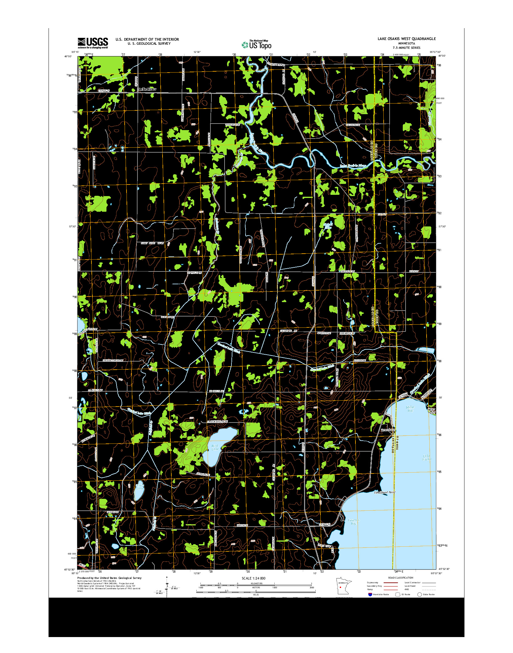 USGS US TOPO 7.5-MINUTE MAP FOR LAKE OSAKIS WEST, MN 2013