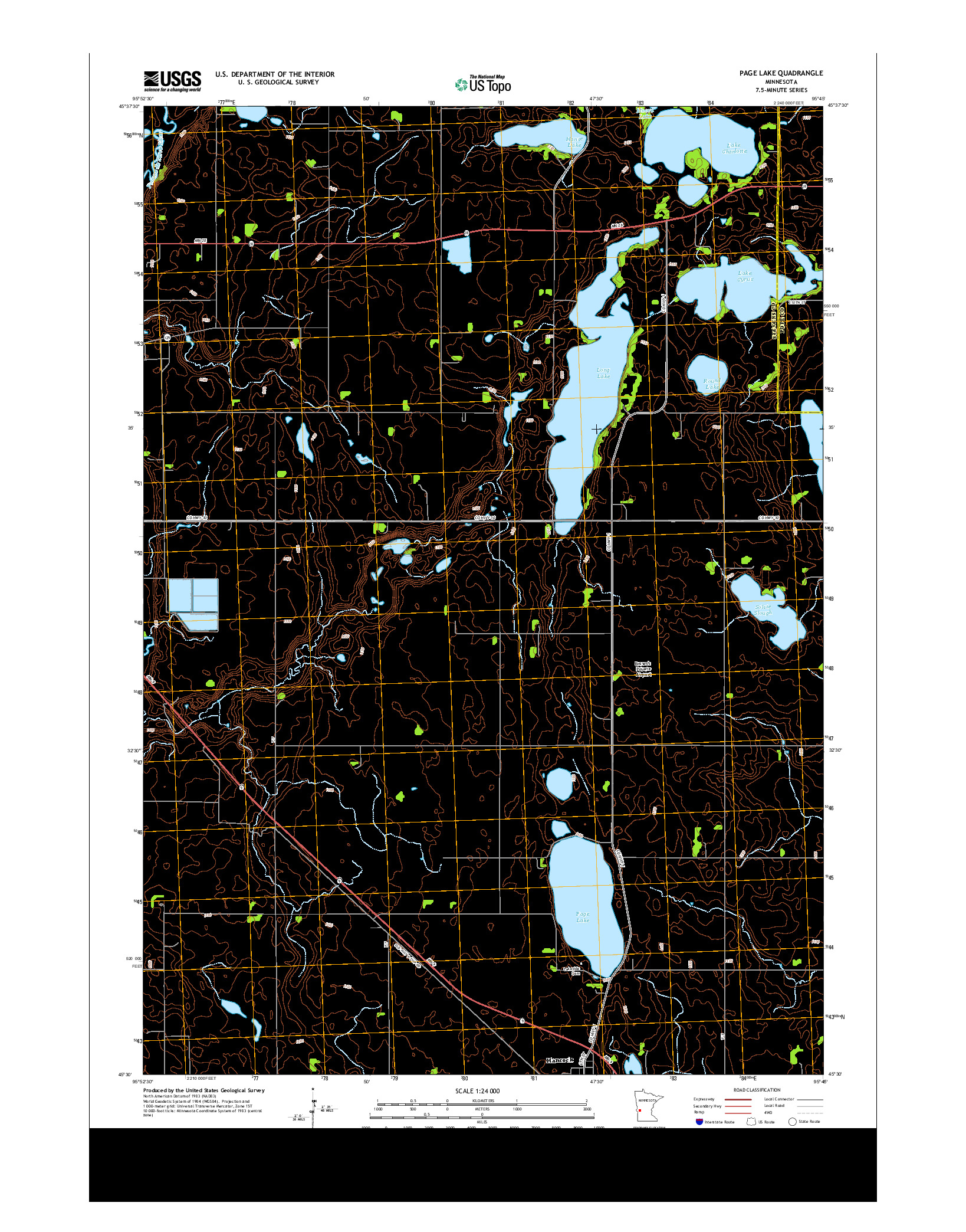USGS US TOPO 7.5-MINUTE MAP FOR PAGE LAKE, MN 2013