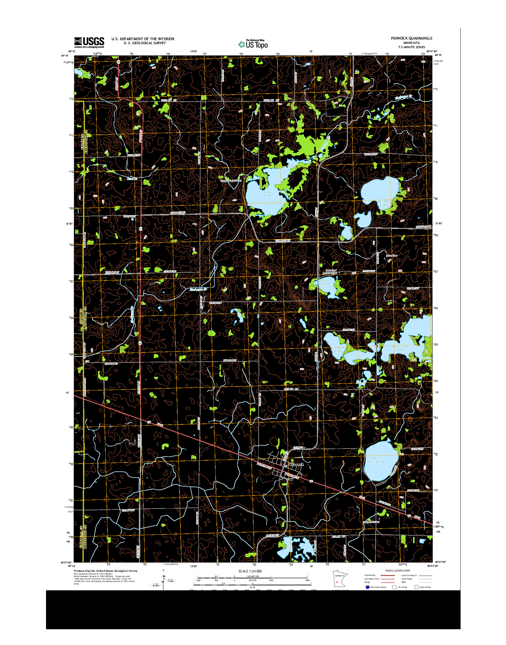 USGS US TOPO 7.5-MINUTE MAP FOR PENNOCK, MN 2013