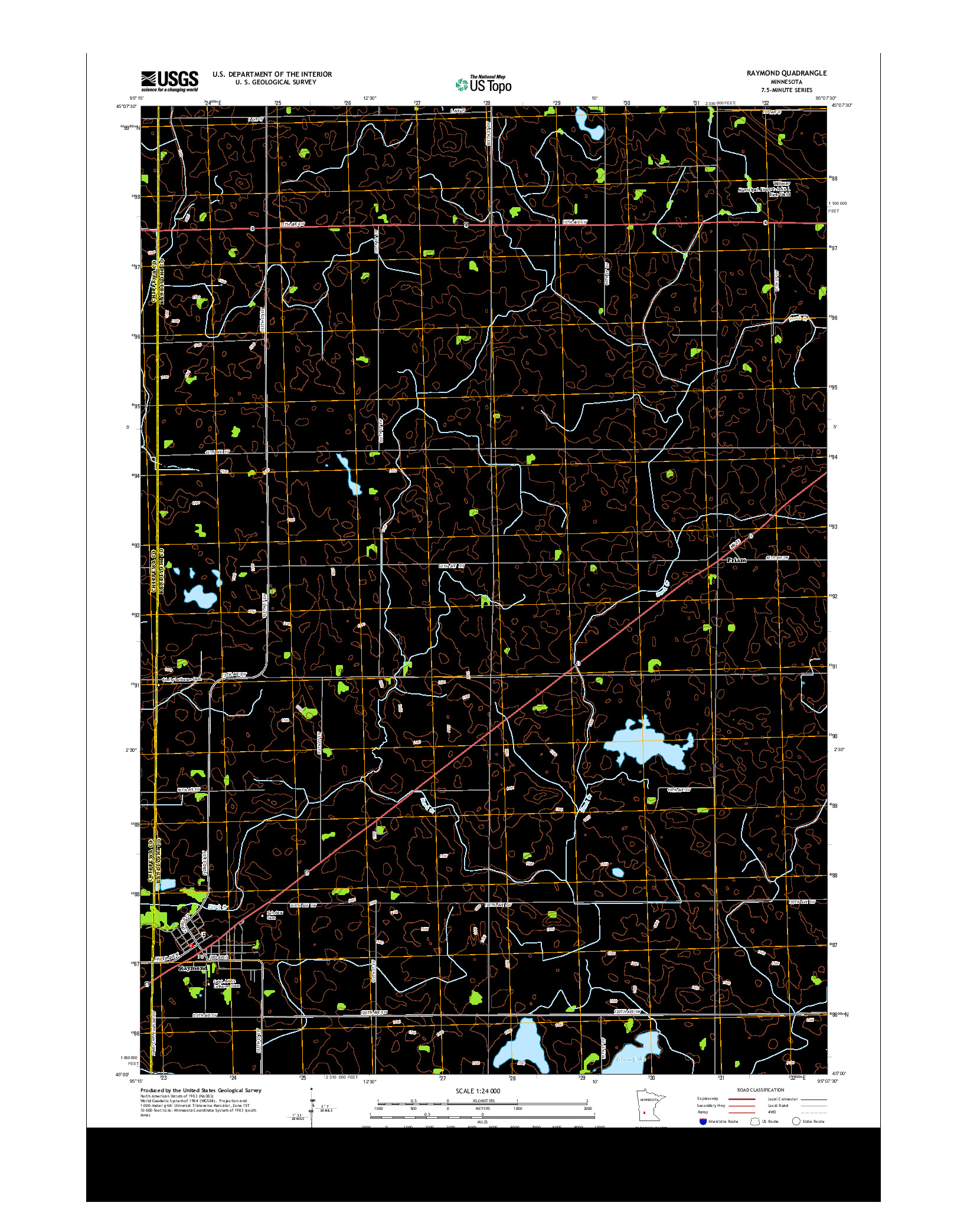 USGS US TOPO 7.5-MINUTE MAP FOR RAYMOND, MN 2013