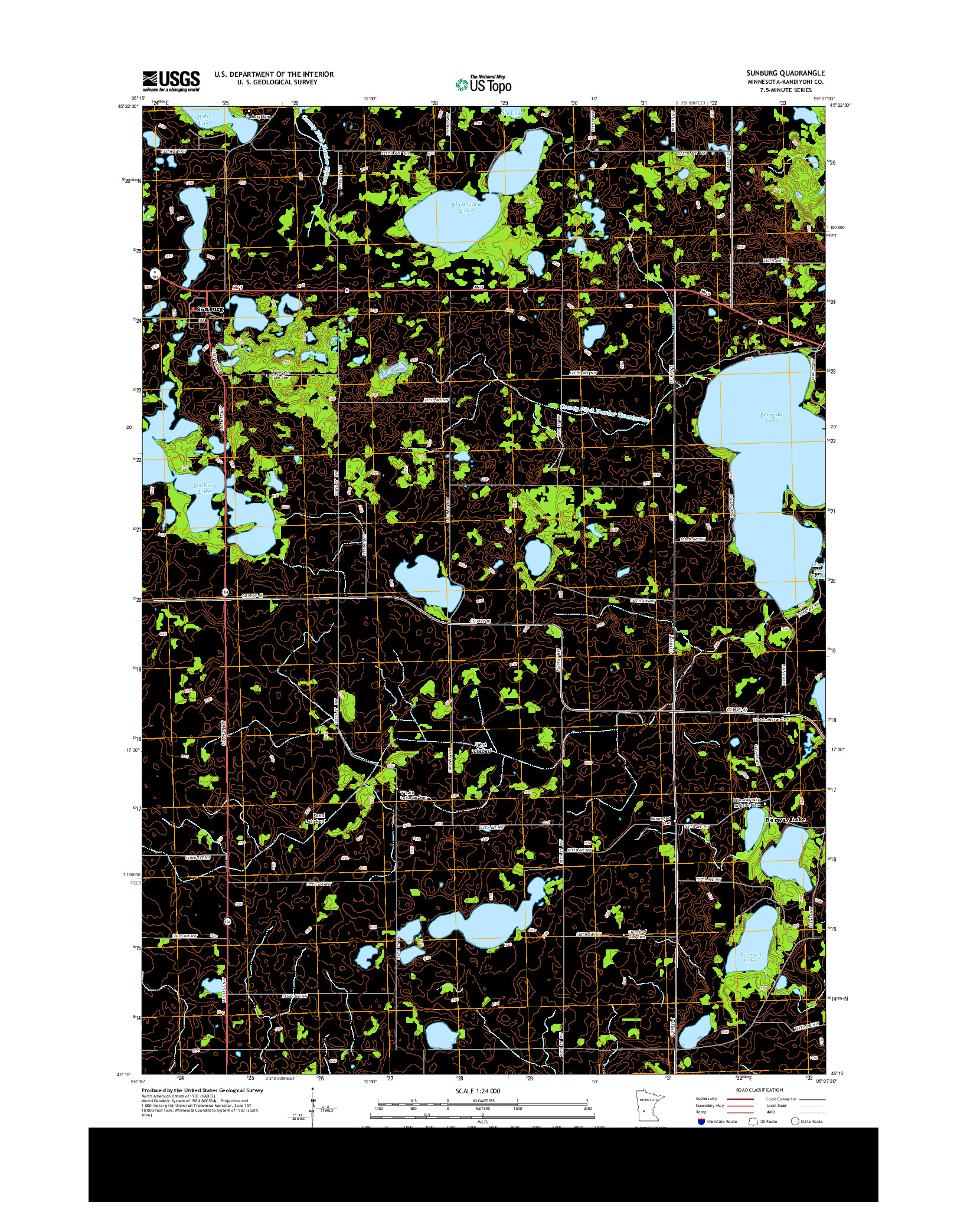 USGS US TOPO 7.5-MINUTE MAP FOR SUNBURG, MN 2013