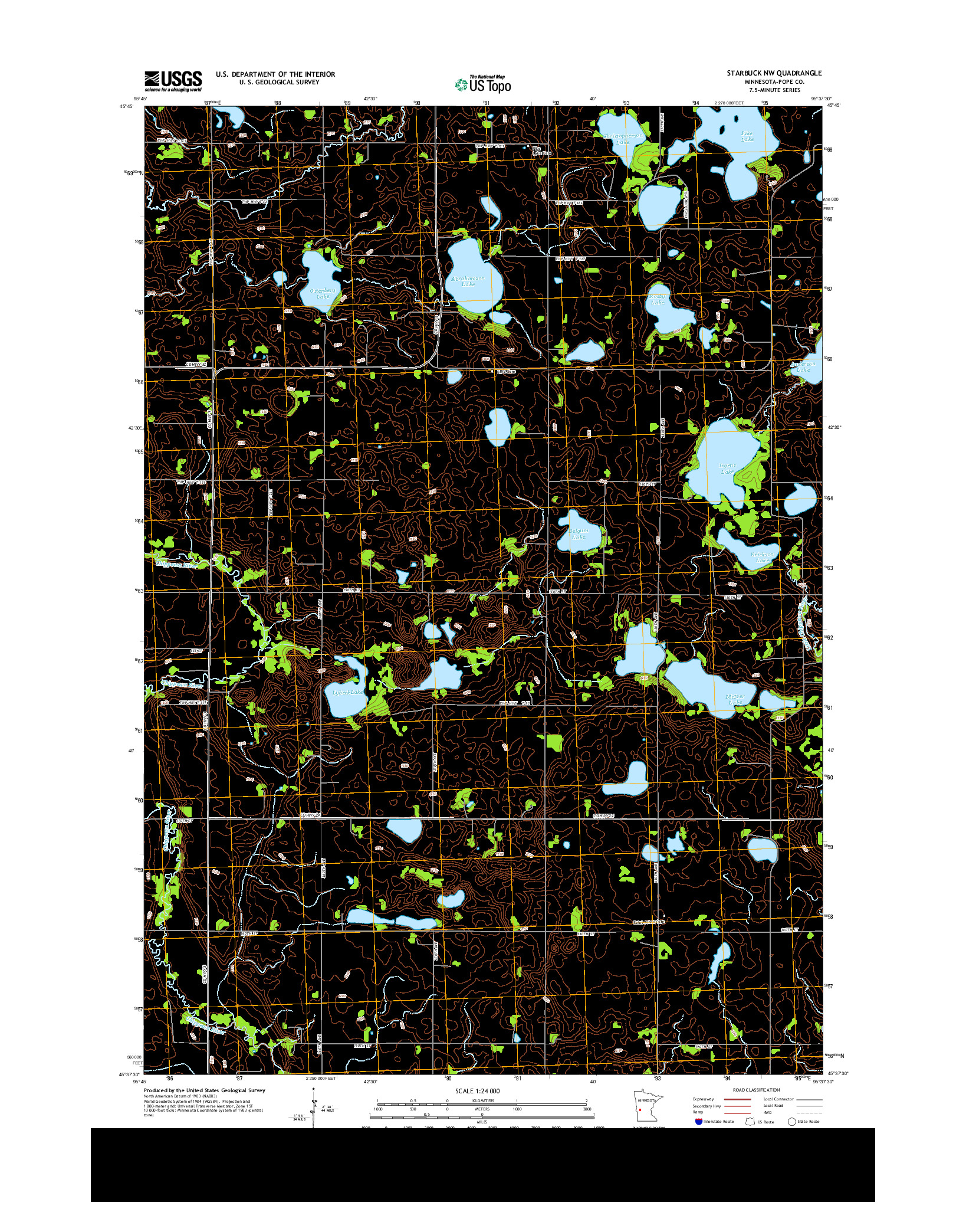 USGS US TOPO 7.5-MINUTE MAP FOR STARBUCK NW, MN 2013