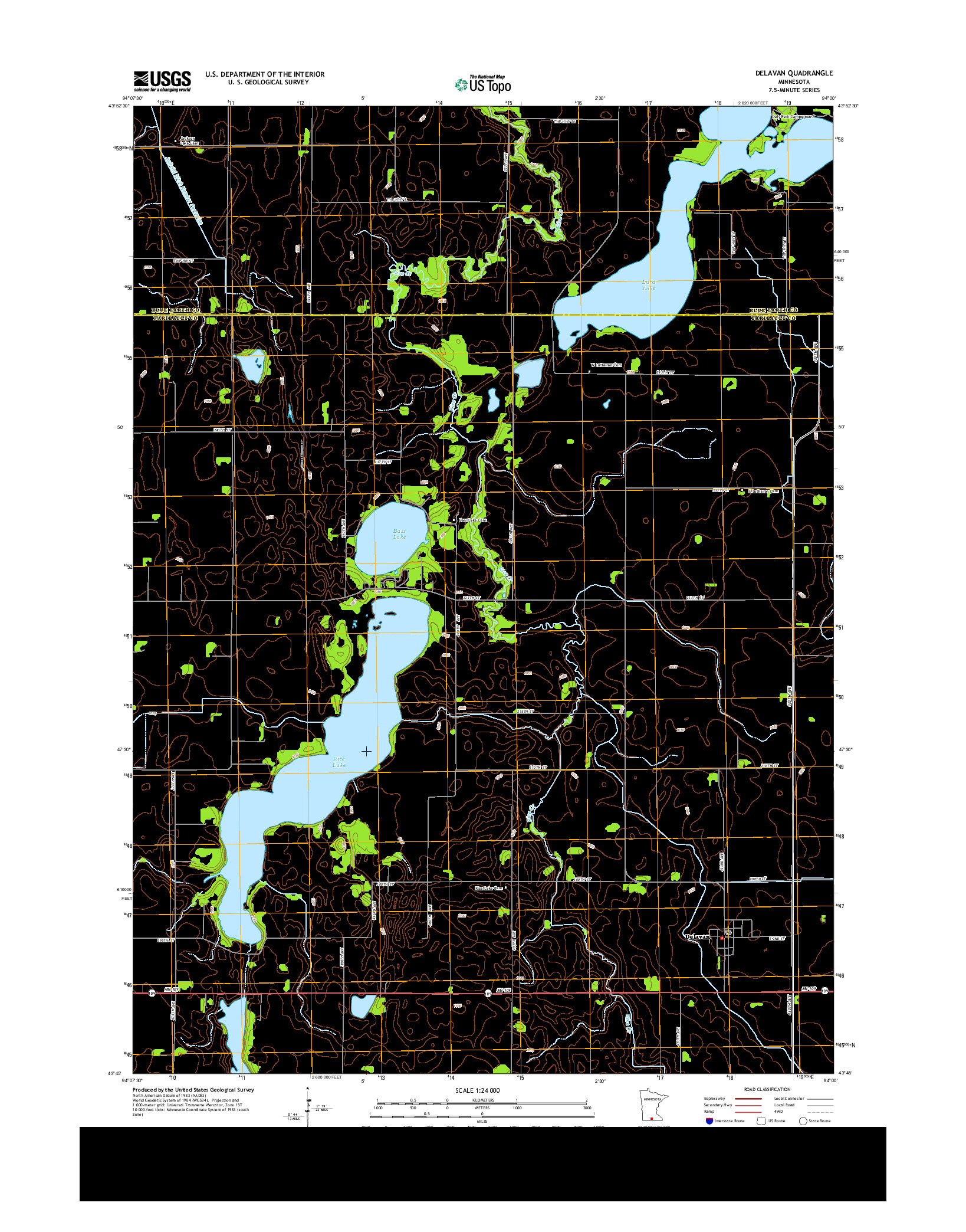 USGS US TOPO 7.5-MINUTE MAP FOR DELAVAN, MN 2013