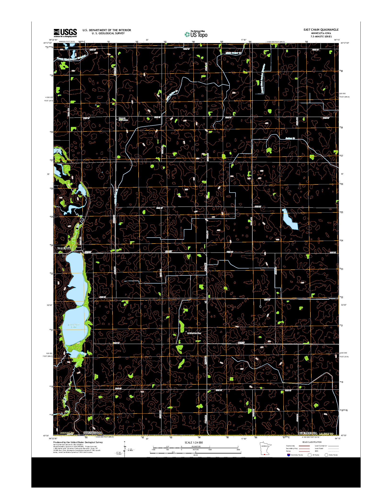 USGS US TOPO 7.5-MINUTE MAP FOR EAST CHAIN, MN-IA 2013