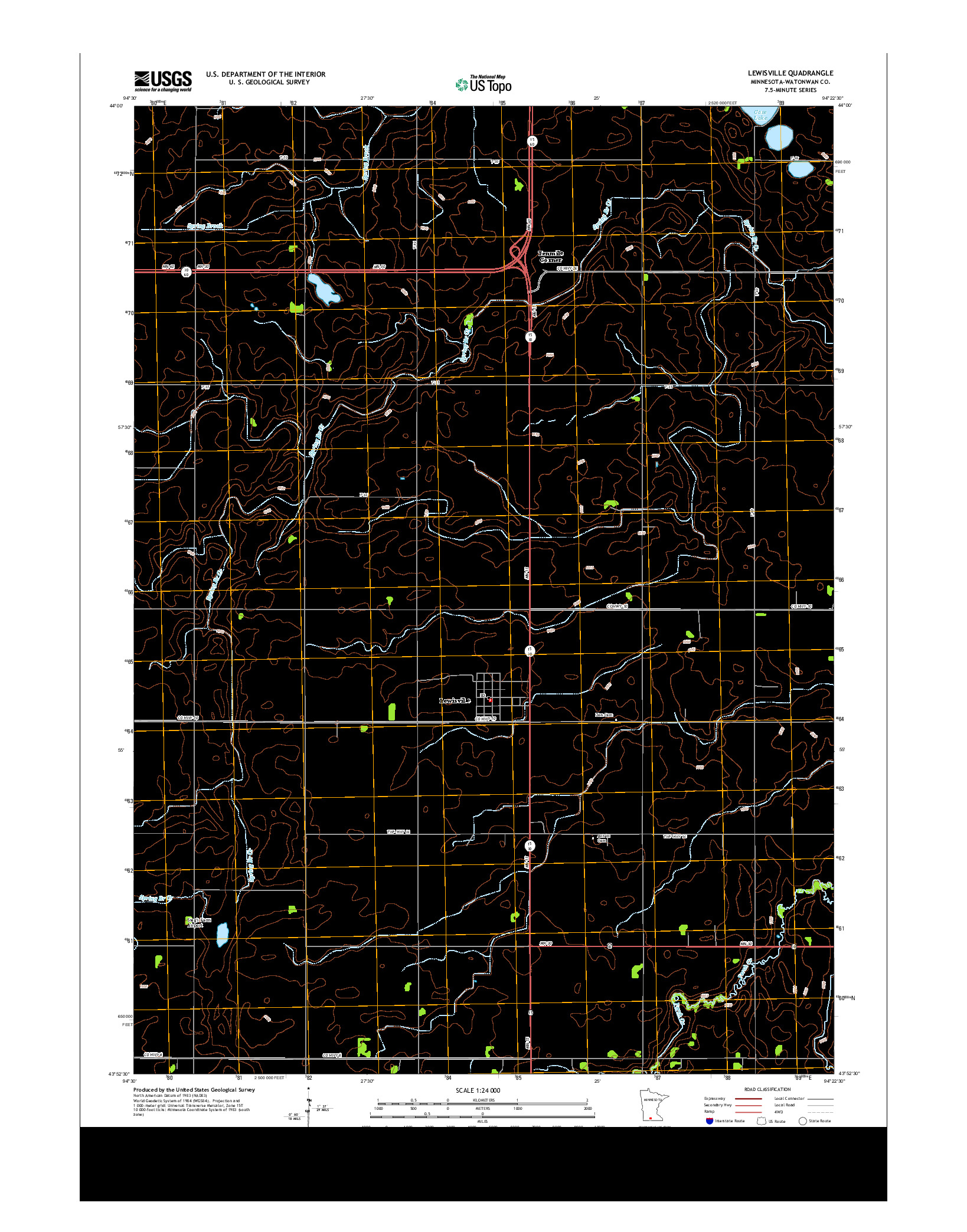 USGS US TOPO 7.5-MINUTE MAP FOR LEWISVILLE, MN 2013