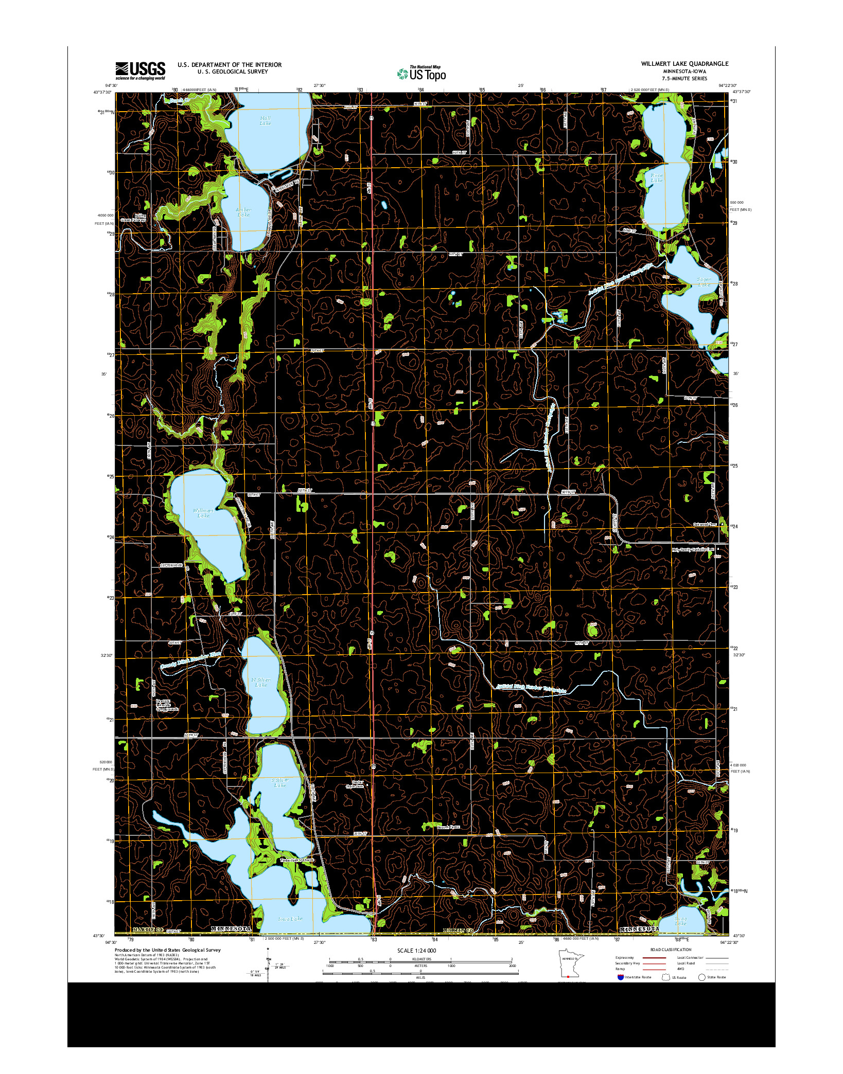 USGS US TOPO 7.5-MINUTE MAP FOR WILLMERT LAKE, MN-IA 2013
