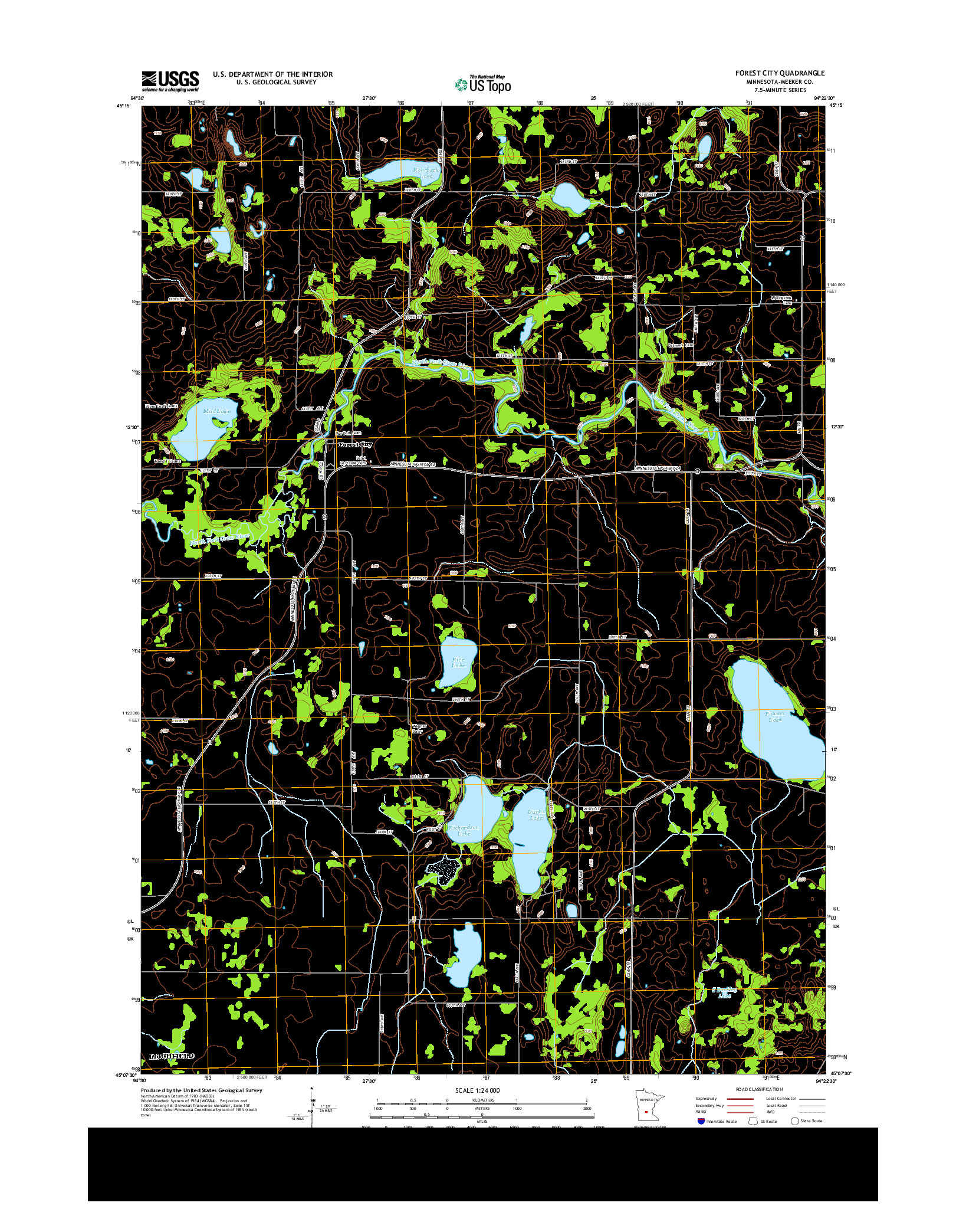 USGS US TOPO 7.5-MINUTE MAP FOR FOREST CITY, MN 2013