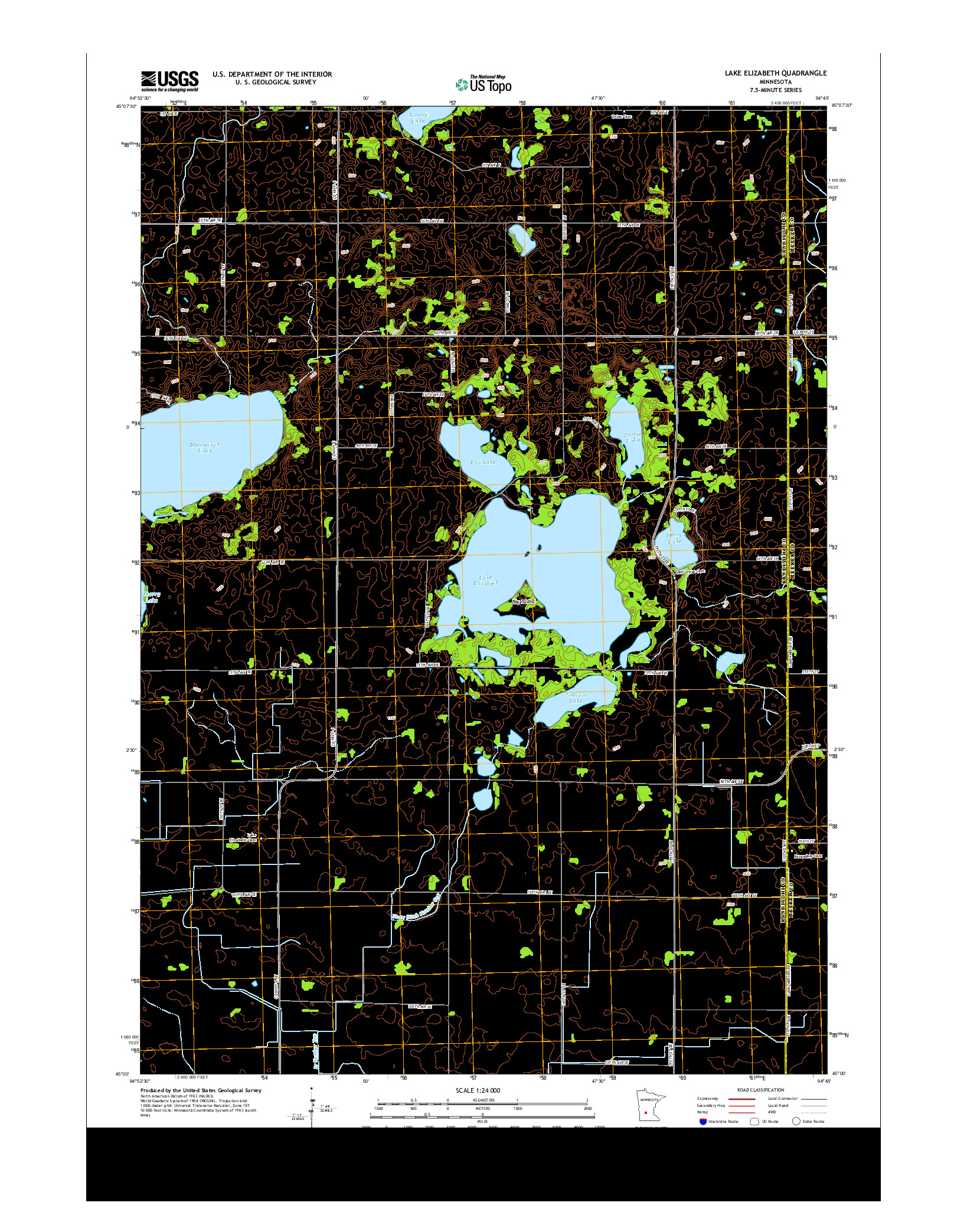 USGS US TOPO 7.5-MINUTE MAP FOR LAKE ELIZABETH, MN 2013