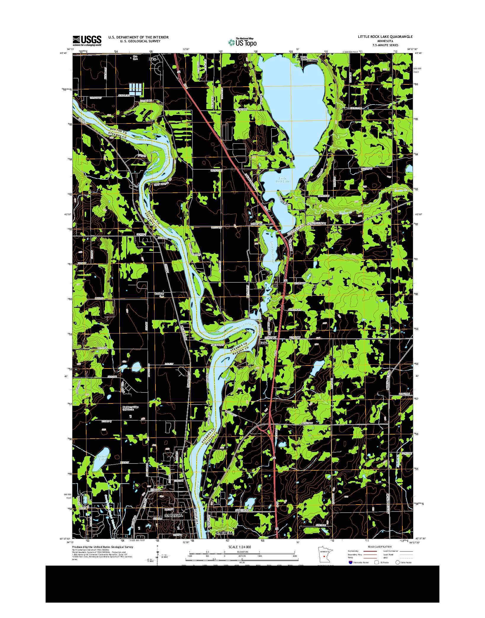 USGS US TOPO 7.5-MINUTE MAP FOR LITTLE ROCK LAKE, MN 2013
