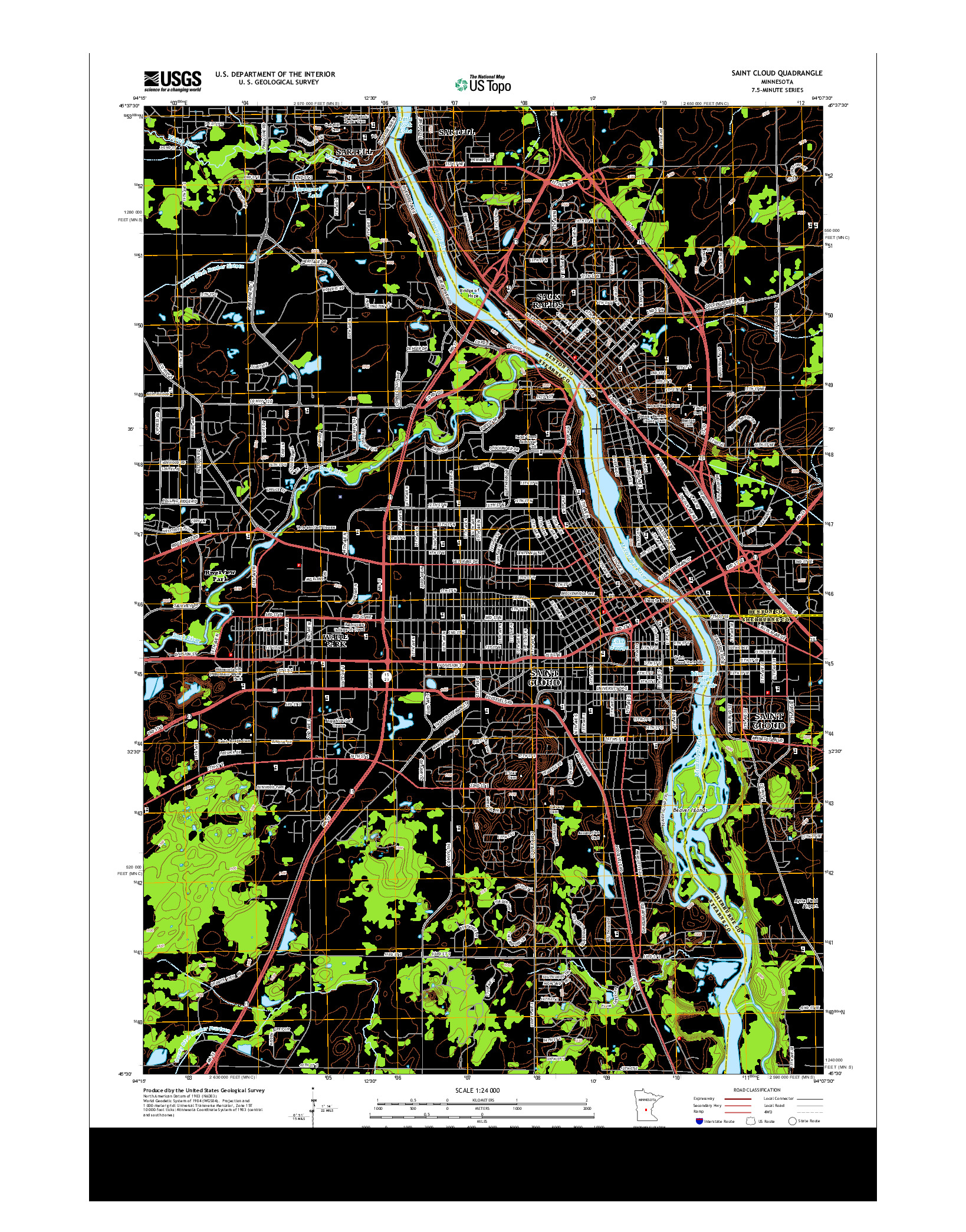 USGS US TOPO 7.5-MINUTE MAP FOR SAINT CLOUD, MN 2013