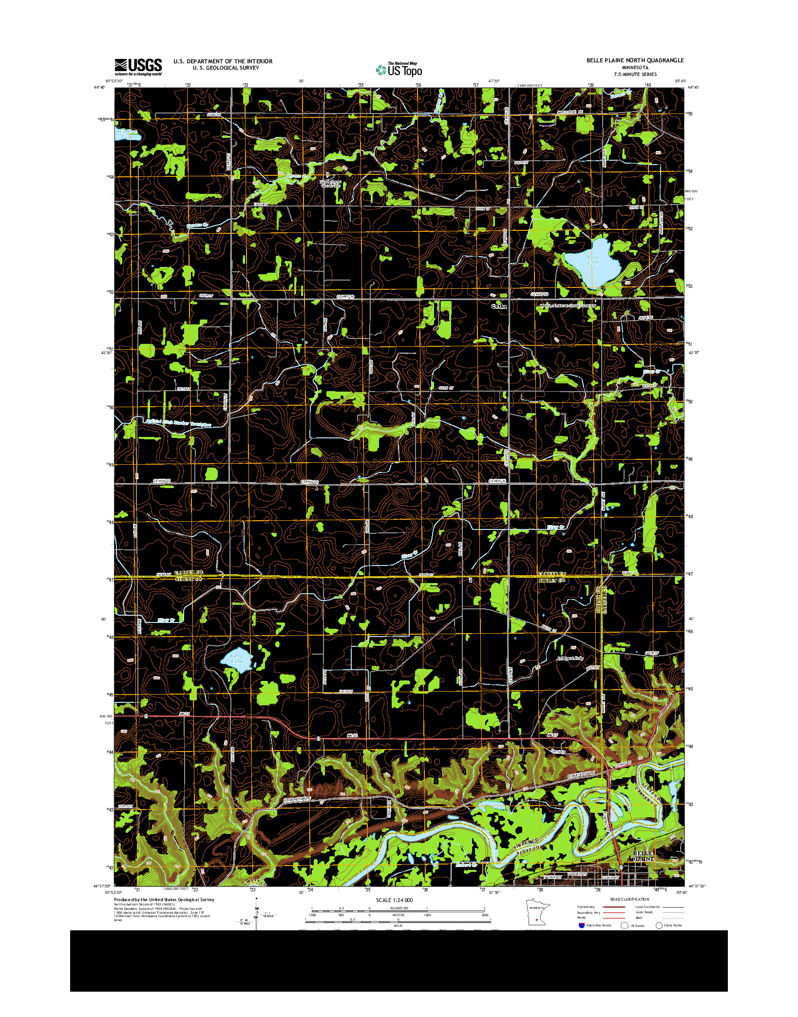USGS US TOPO 7.5-MINUTE MAP FOR BELLE PLAINE NORTH, MN 2013