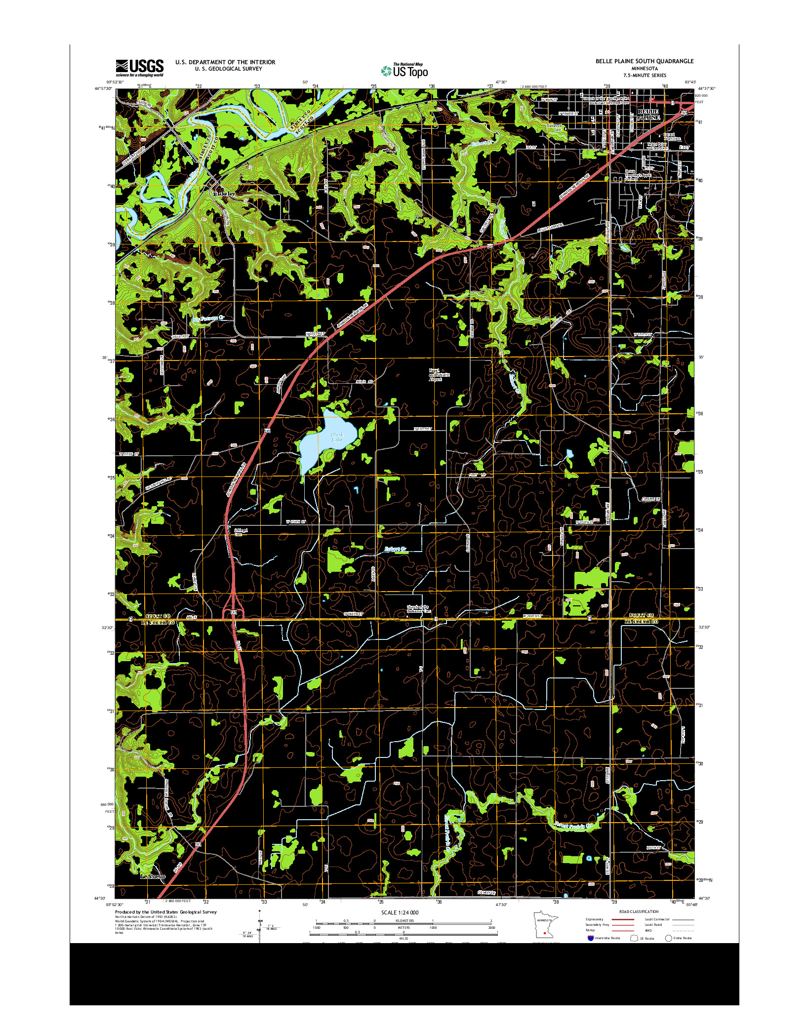 USGS US TOPO 7.5-MINUTE MAP FOR BELLE PLAINE SOUTH, MN 2013