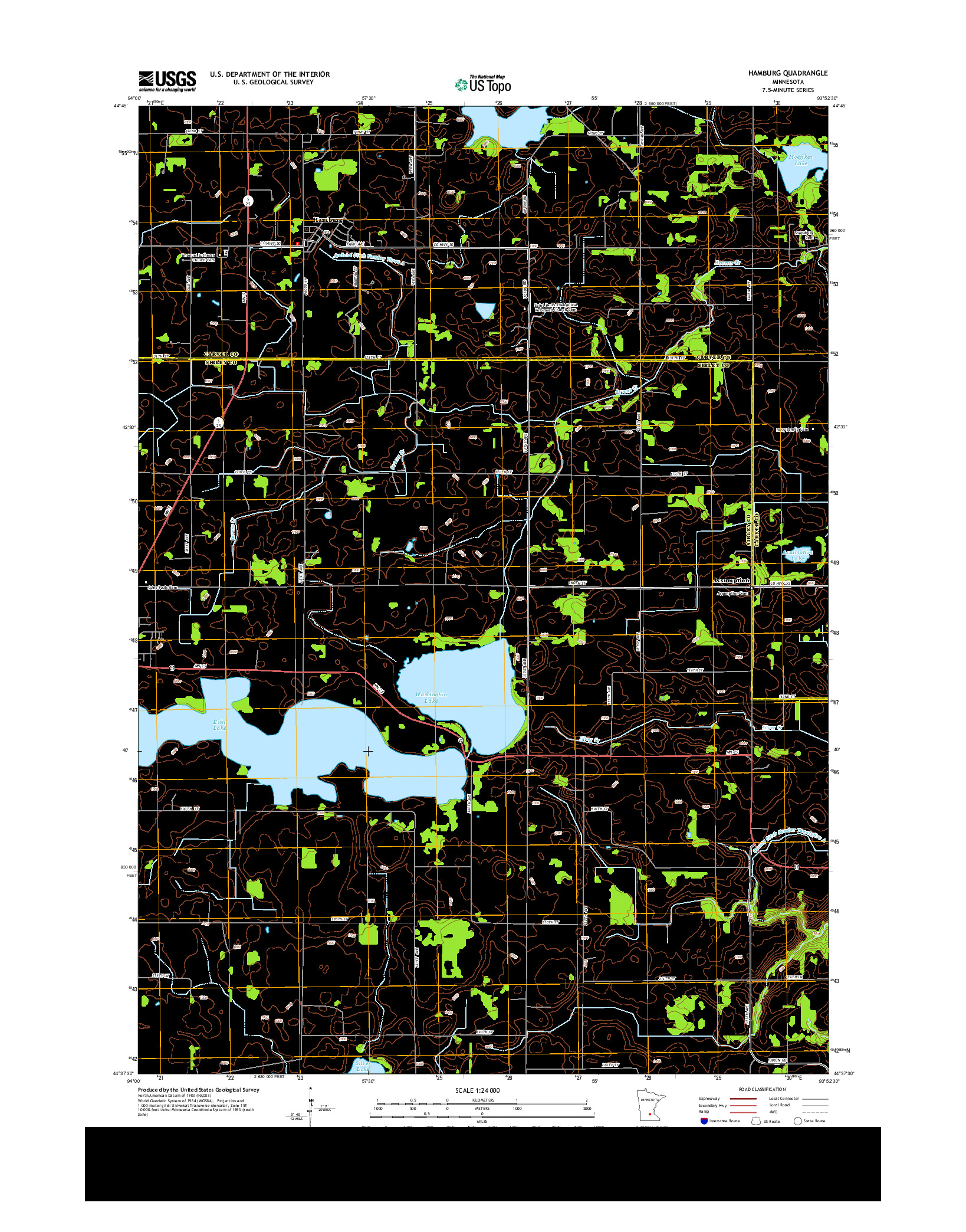 USGS US TOPO 7.5-MINUTE MAP FOR HAMBURG, MN 2013