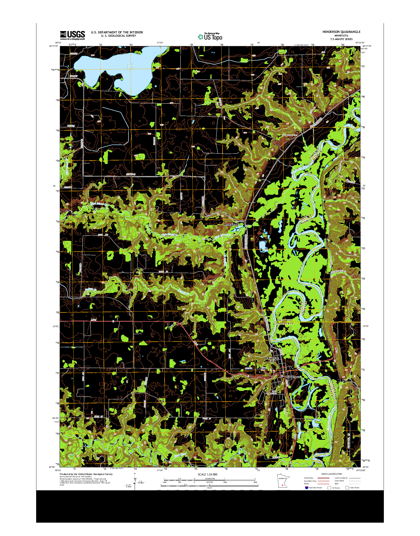 USGS US TOPO 7.5-MINUTE MAP FOR HENDERSON, MN 2013