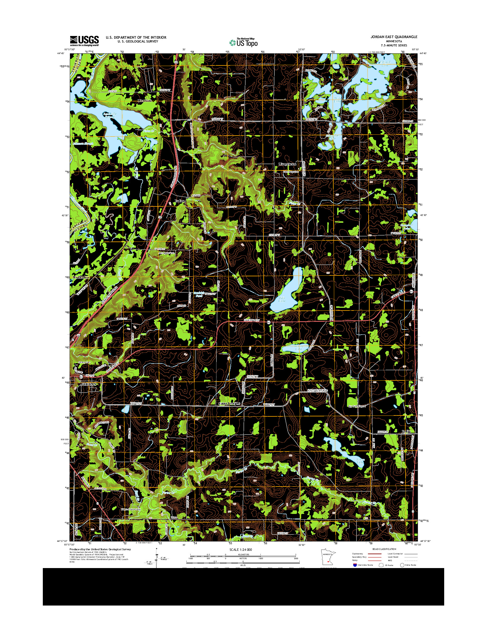 USGS US TOPO 7.5-MINUTE MAP FOR JORDAN EAST, MN 2013