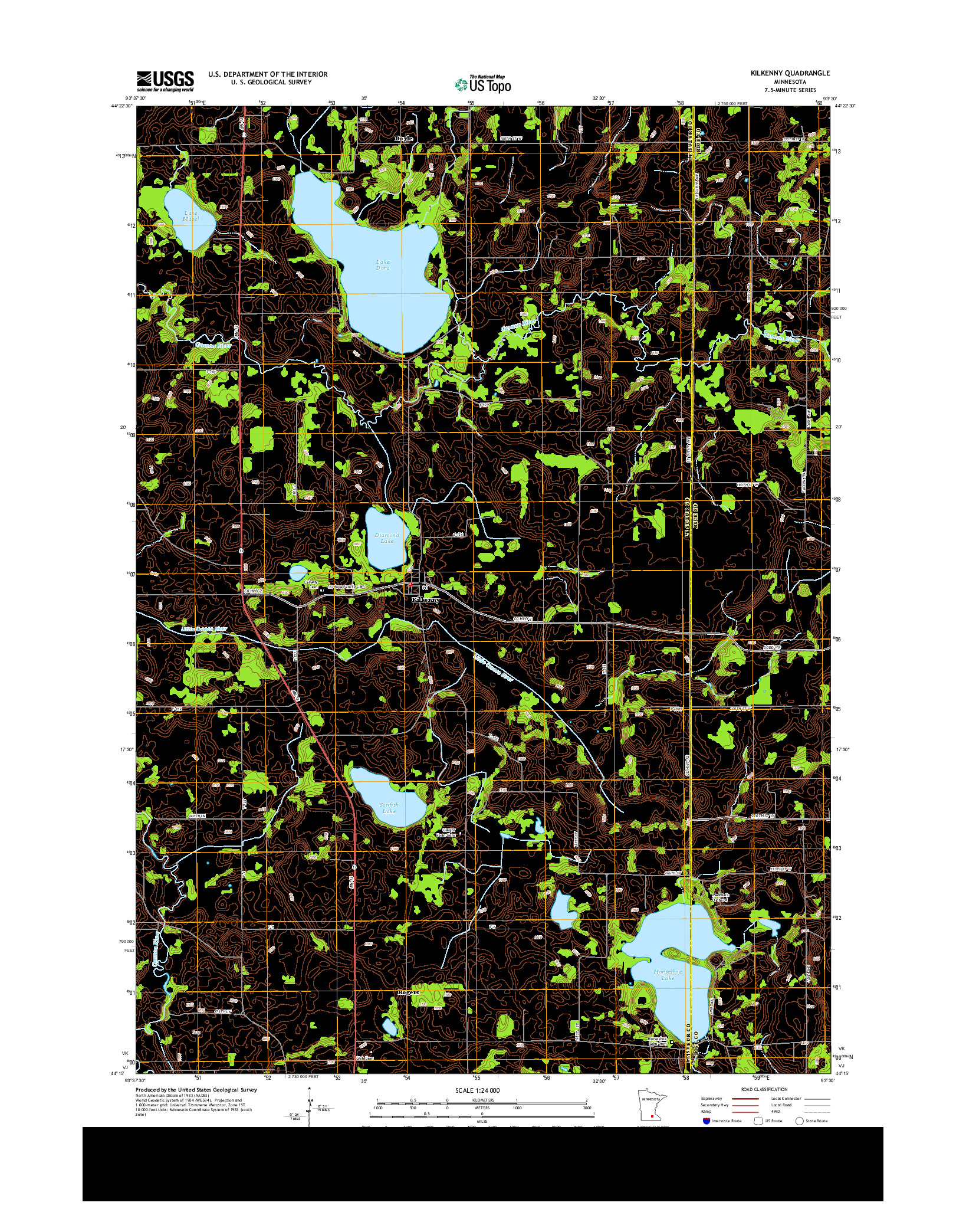 USGS US TOPO 7.5-MINUTE MAP FOR KILKENNY, MN 2013