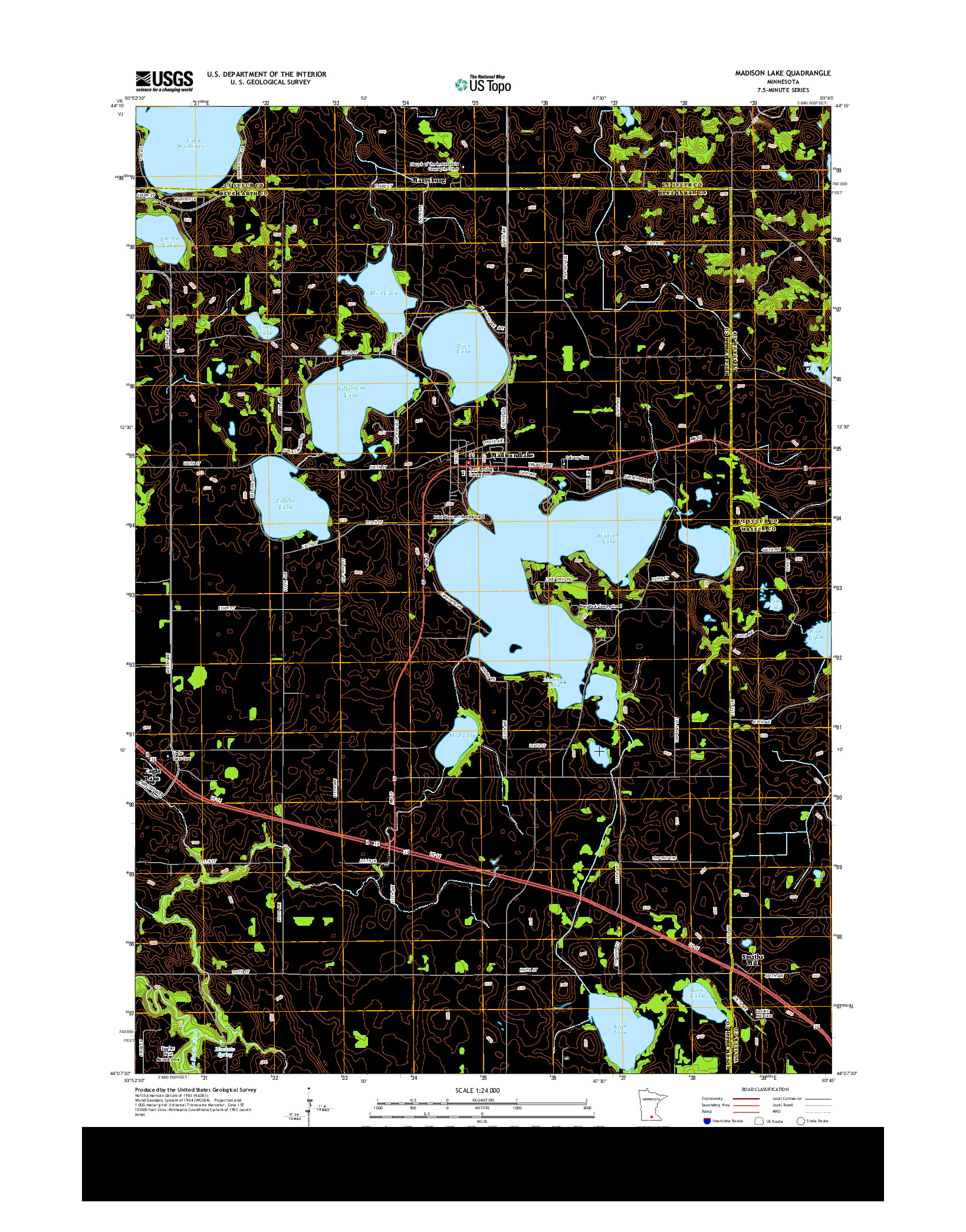 USGS US TOPO 7.5-MINUTE MAP FOR MADISON LAKE, MN 2013