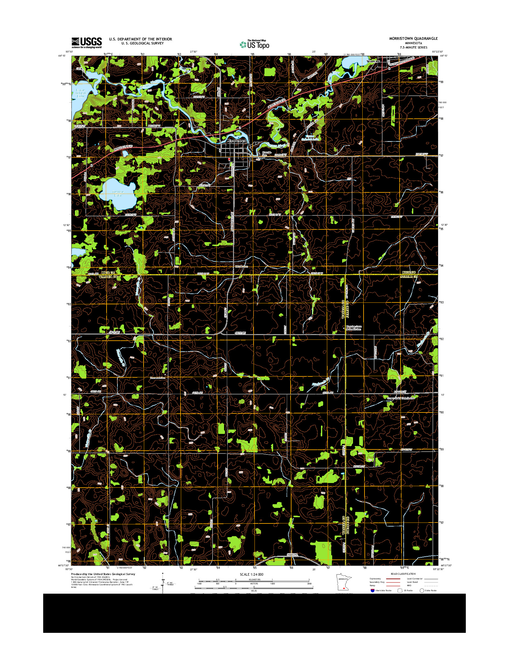 USGS US TOPO 7.5-MINUTE MAP FOR MORRISTOWN, MN 2013
