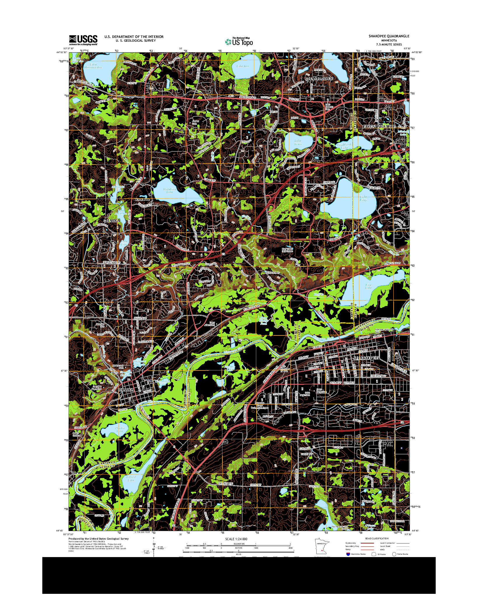 USGS US TOPO 7.5-MINUTE MAP FOR SHAKOPEE, MN 2013