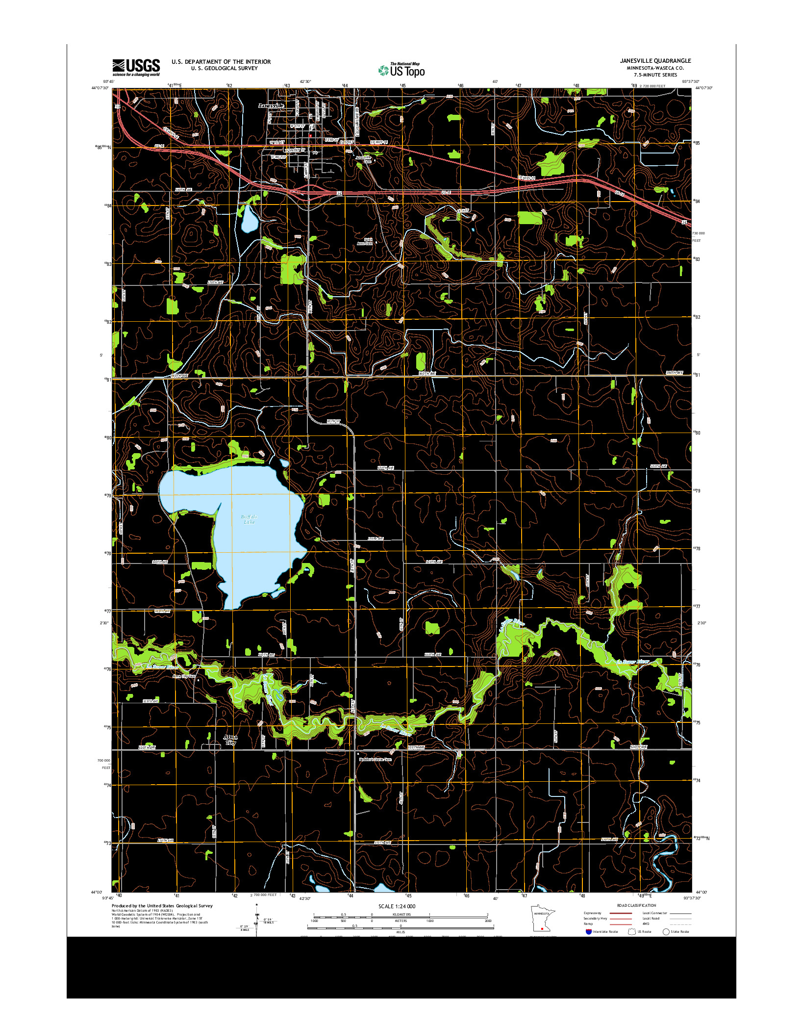 USGS US TOPO 7.5-MINUTE MAP FOR JANESVILLE, MN 2013