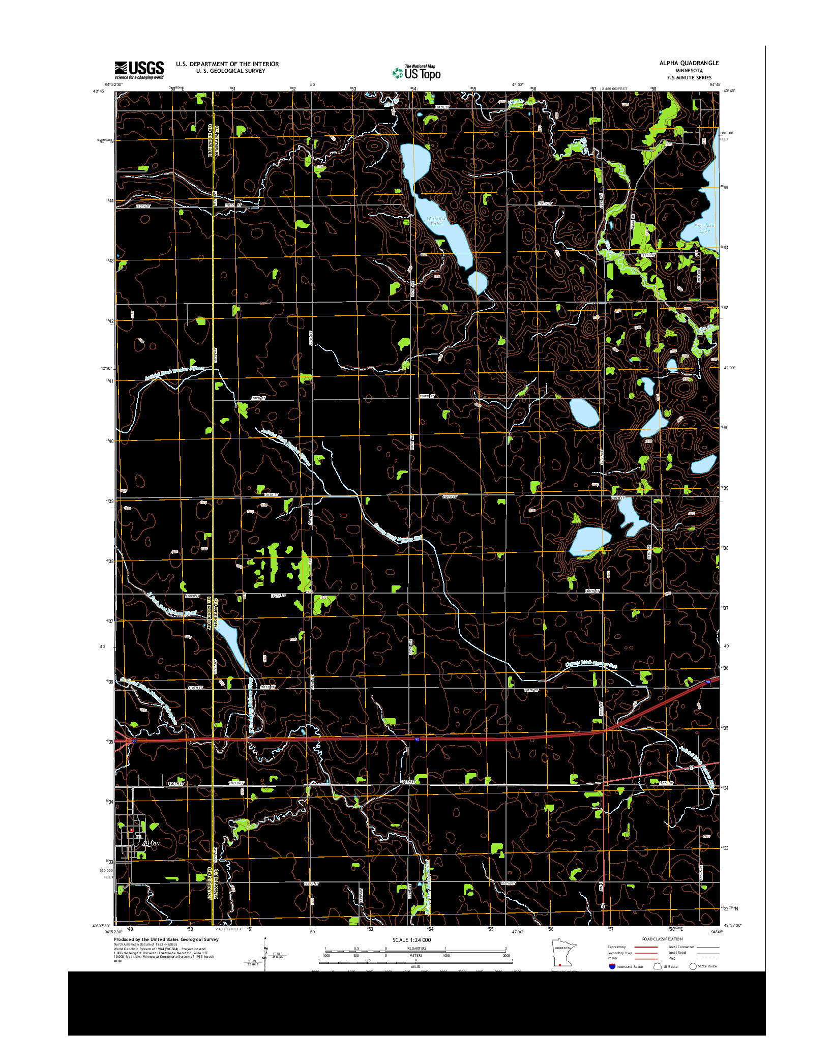 USGS US TOPO 7.5-MINUTE MAP FOR ALPHA, MN 2013
