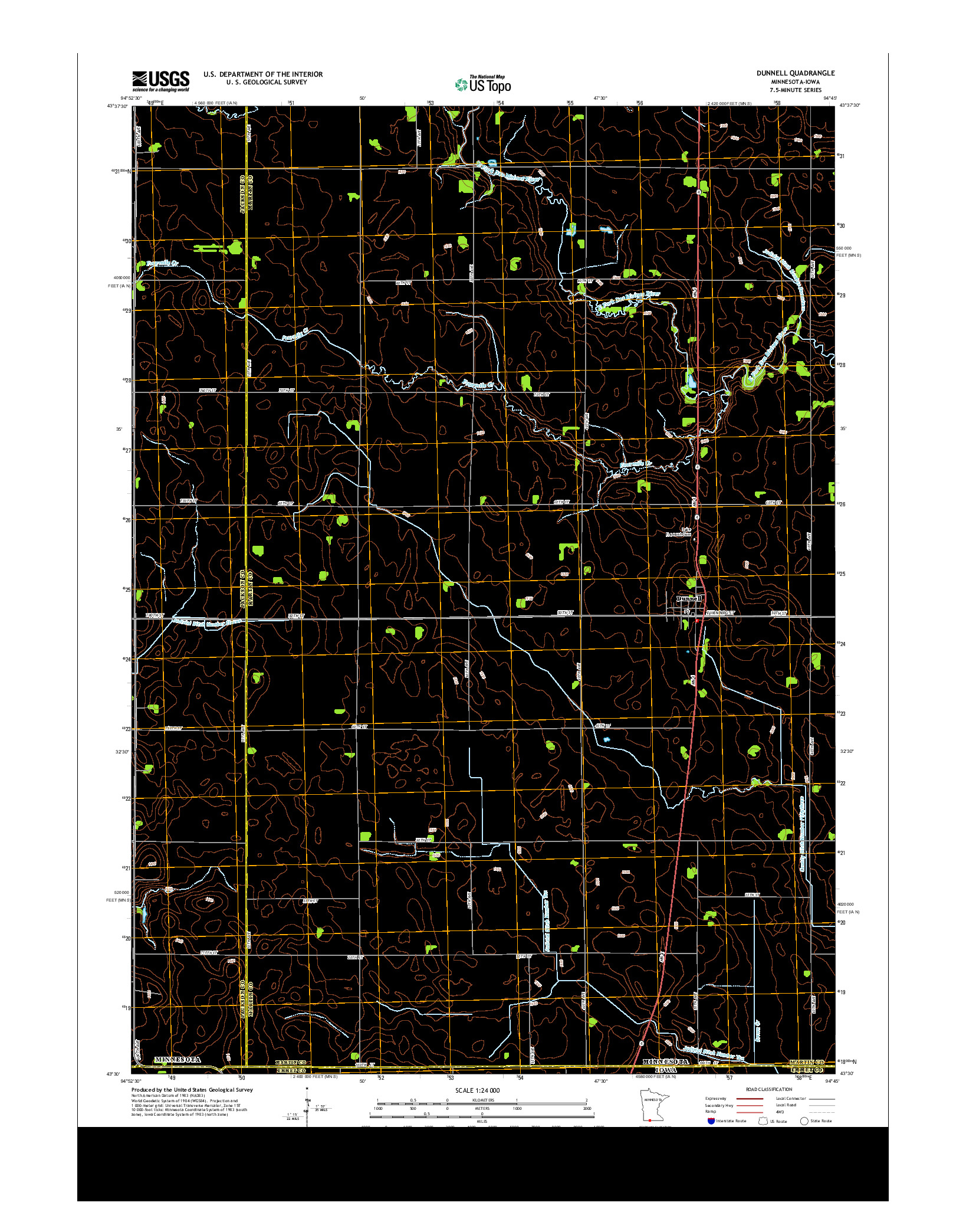 USGS US TOPO 7.5-MINUTE MAP FOR DUNNELL, MN-IA 2013