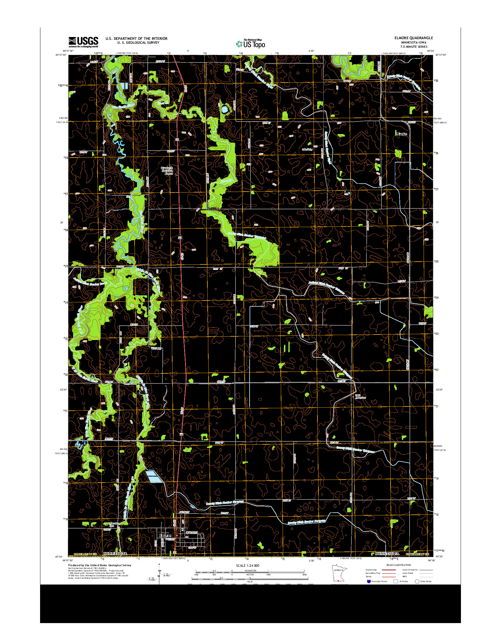 USGS US TOPO 7.5-MINUTE MAP FOR ELMORE, MN-IA 2013