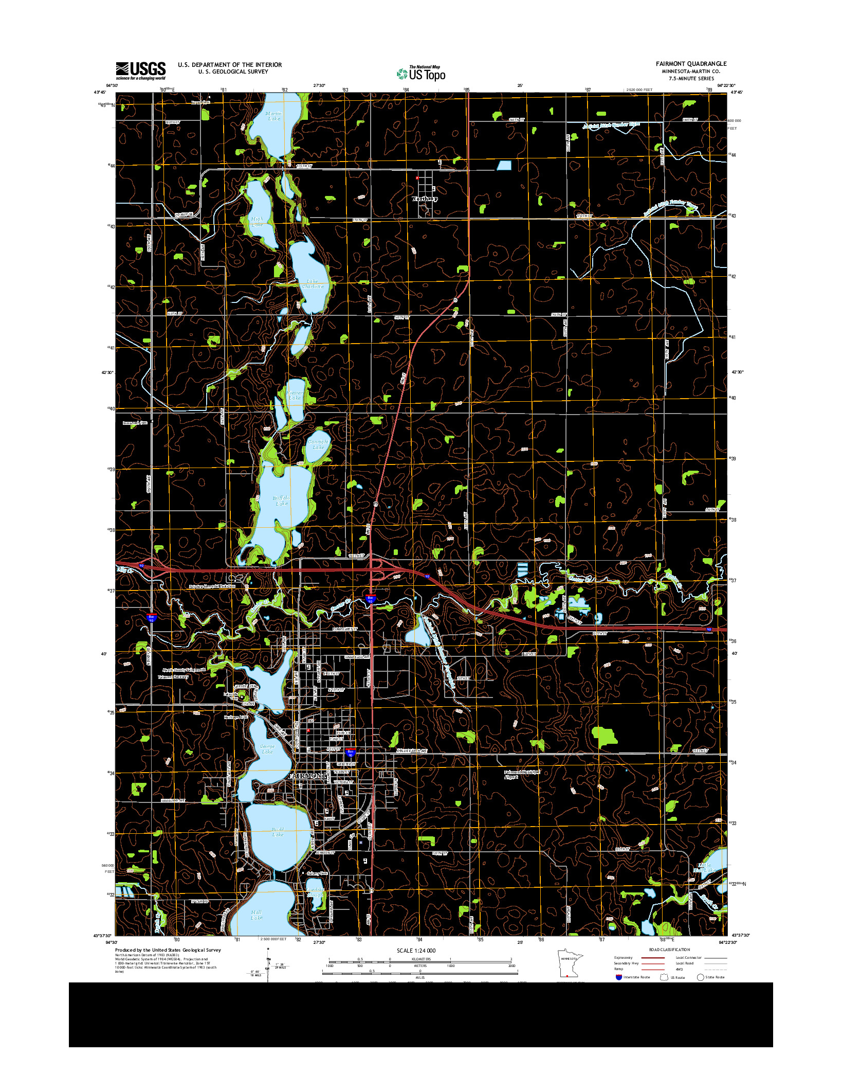 USGS US TOPO 7.5-MINUTE MAP FOR FAIRMONT, MN 2013