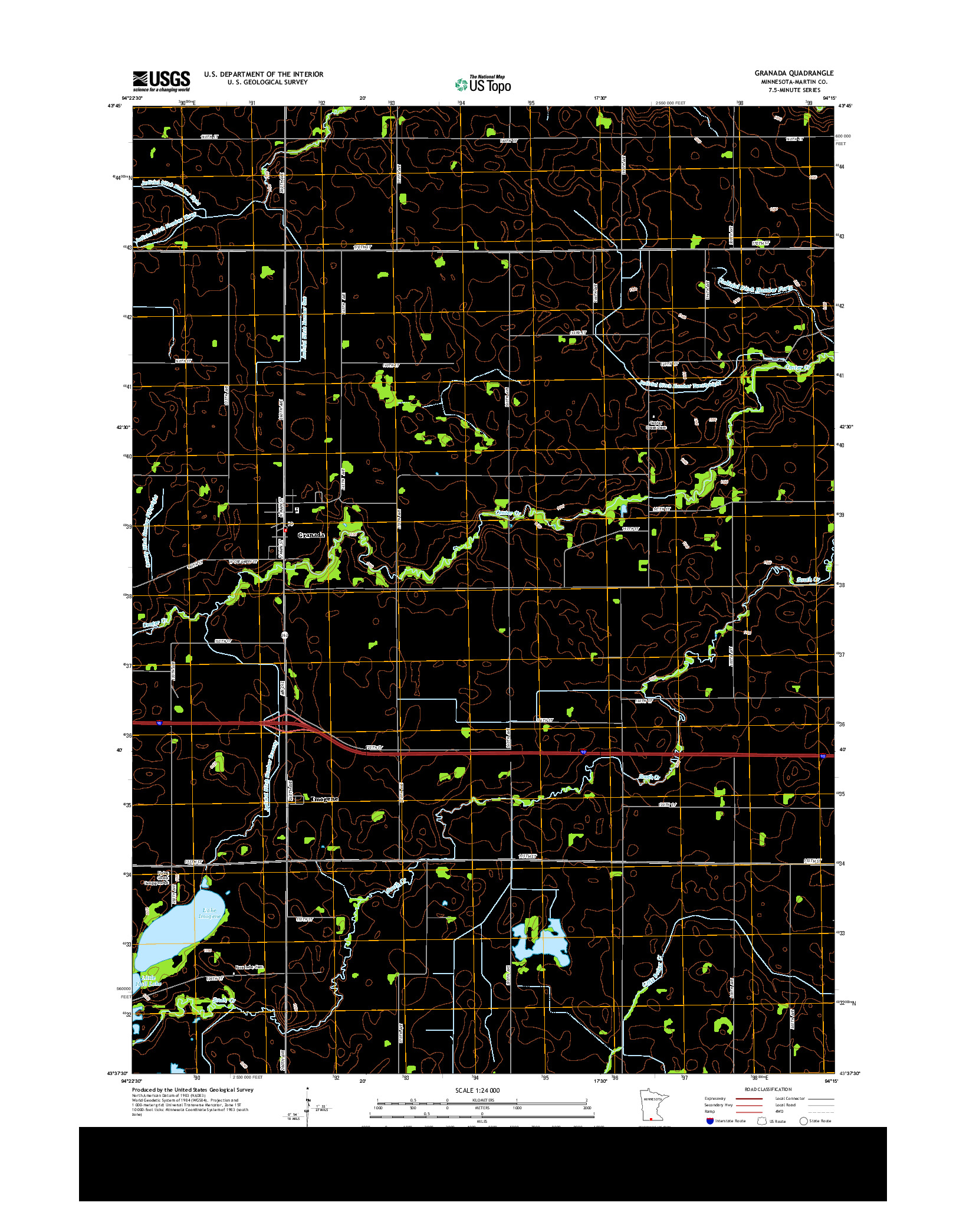 USGS US TOPO 7.5-MINUTE MAP FOR GRANADA, MN 2013