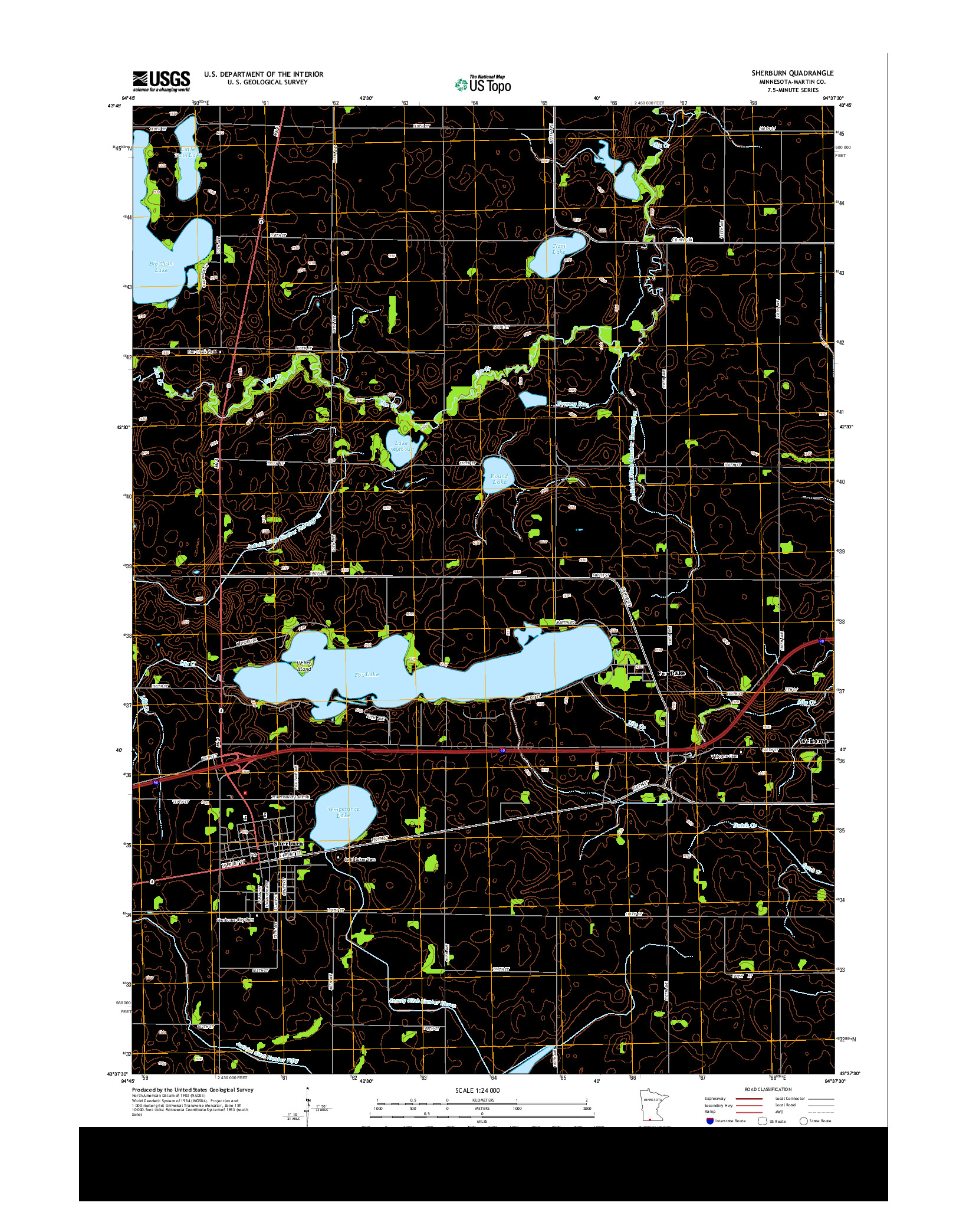USGS US TOPO 7.5-MINUTE MAP FOR SHERBURN, MN 2013